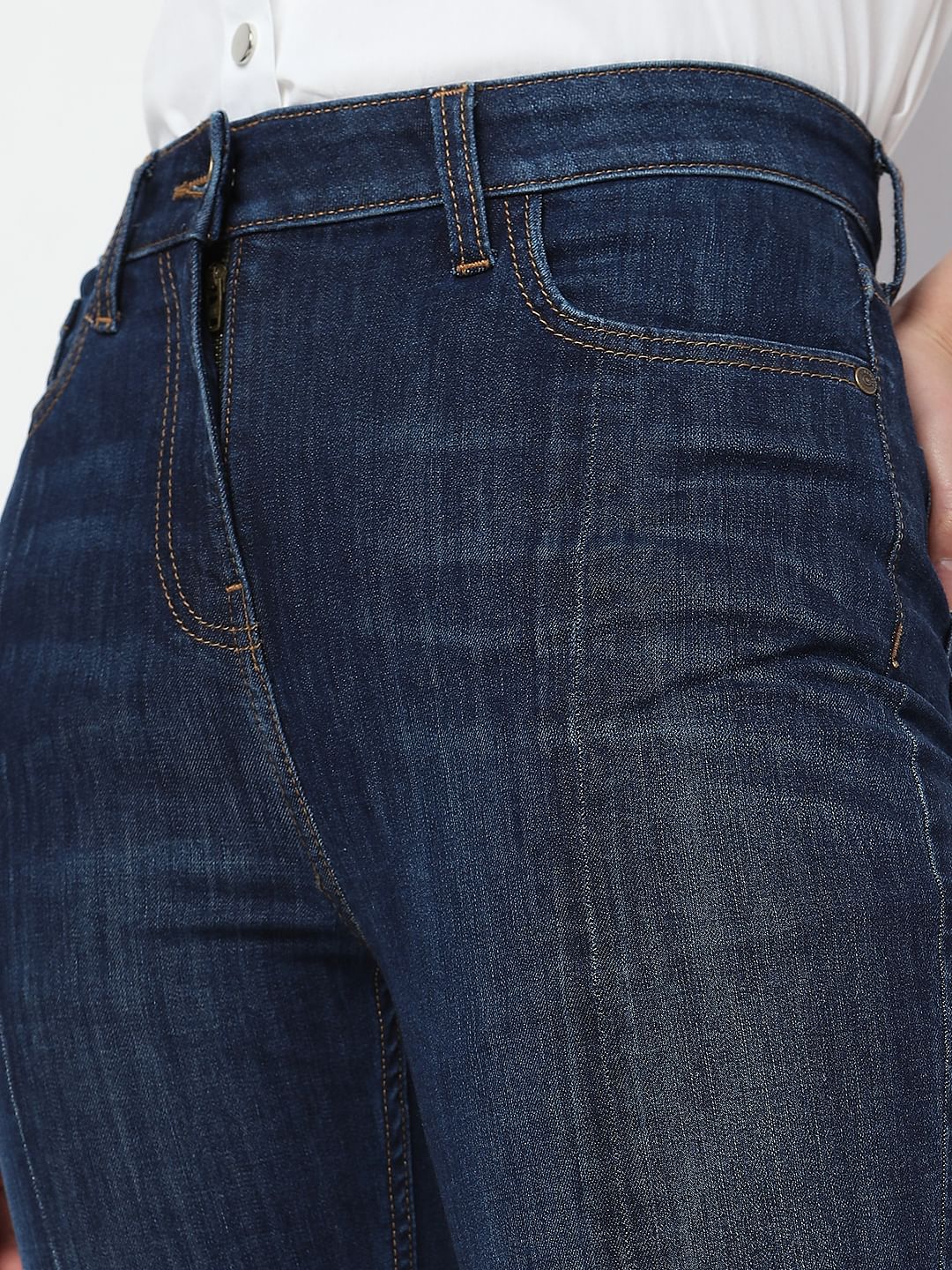 Dark Blue High Rise Bootcut Jeans - Image 5