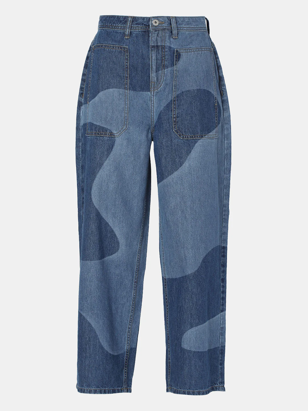 Blue High Rise Printed Wide Leg Jeans - Image 7
