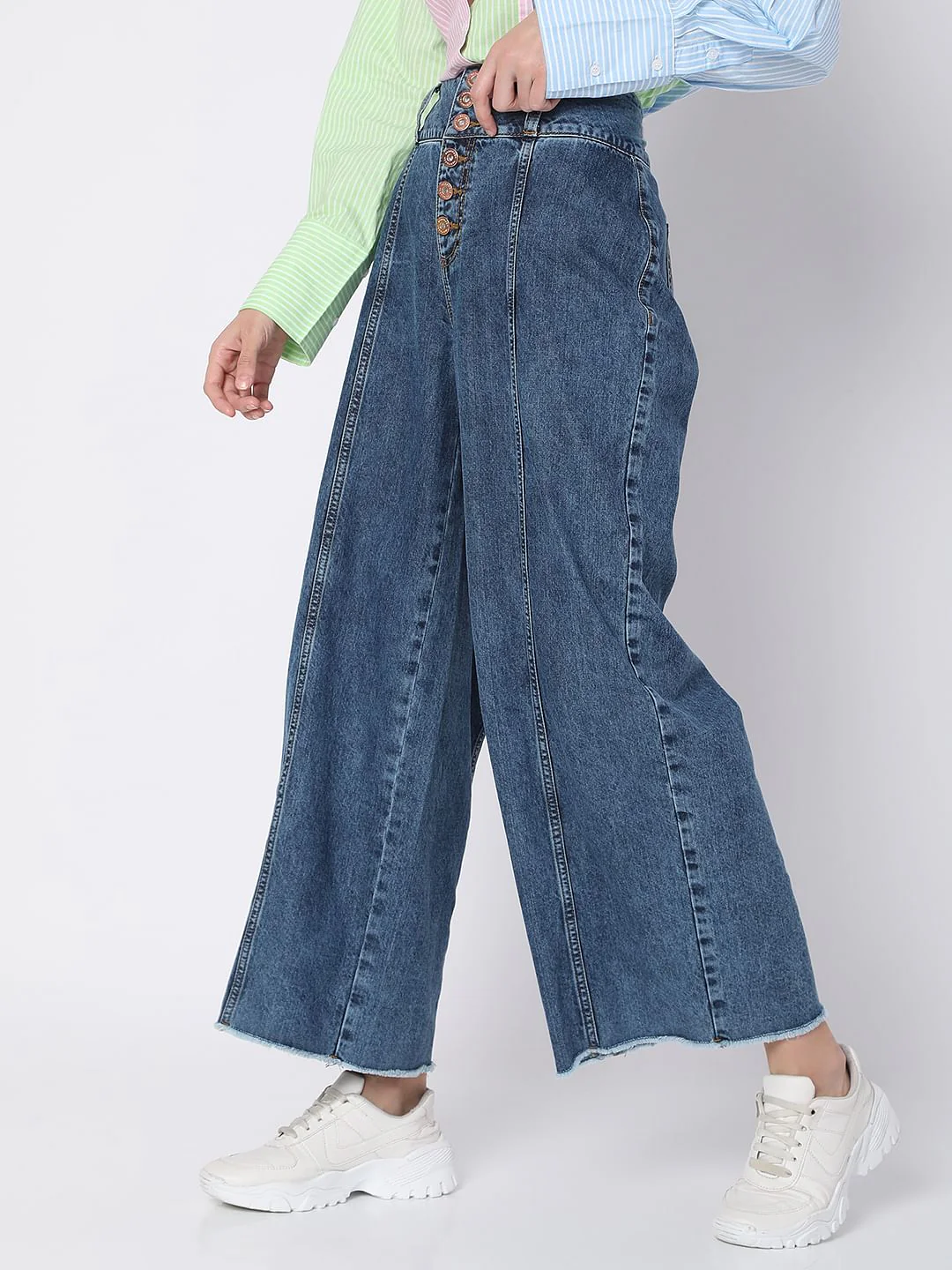 Blue High Rise Zoey Wide-Leg Jeans - Image 3
