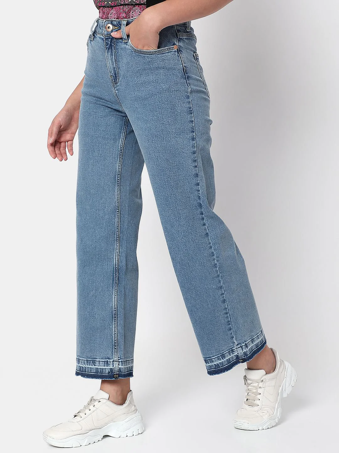 Blue High Rise Straight Fit Jeans - Image 3