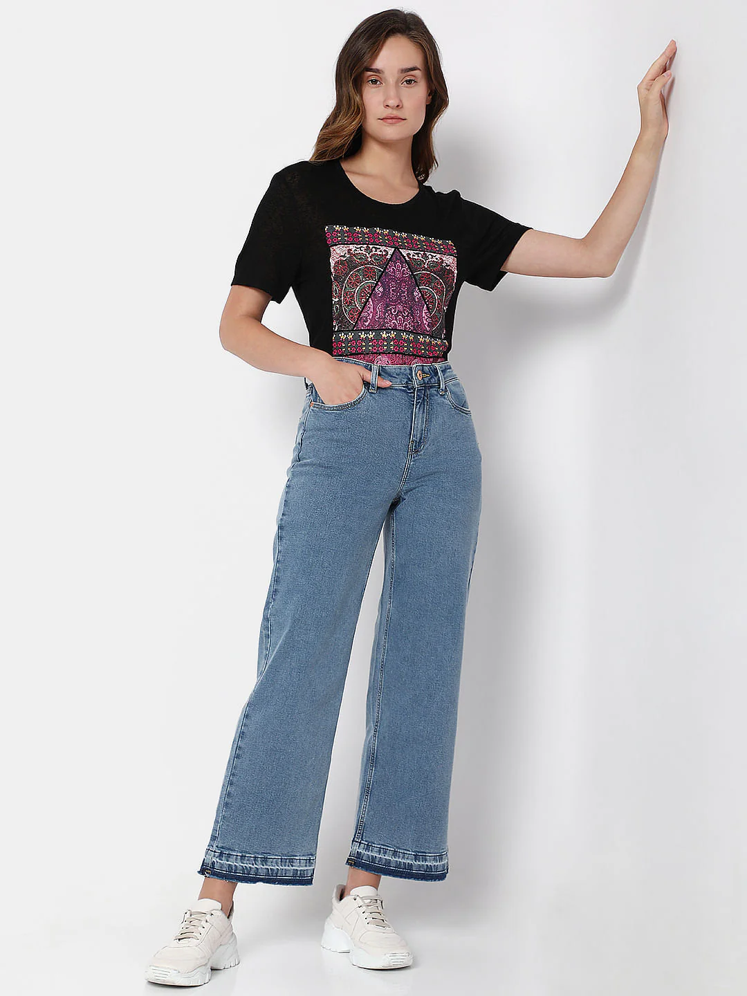 Blue High Rise Straight Fit Jeans - Image 6