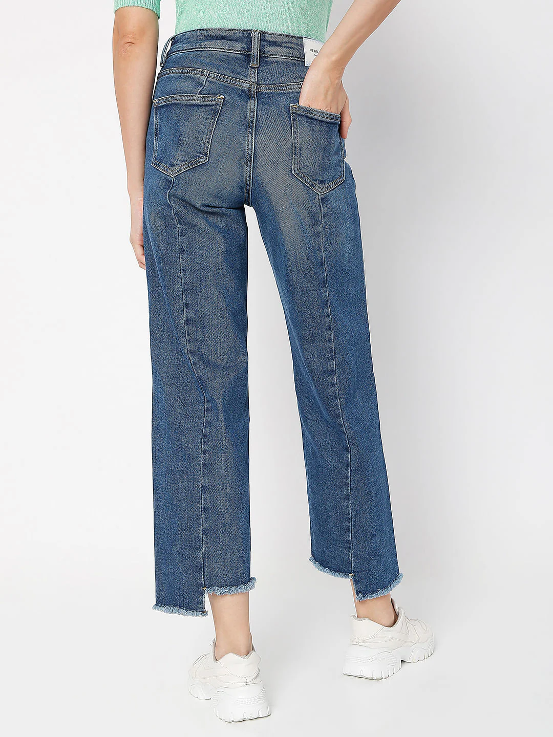 Blue Panel Detail Jade Straight Fit Jeans - Image 4