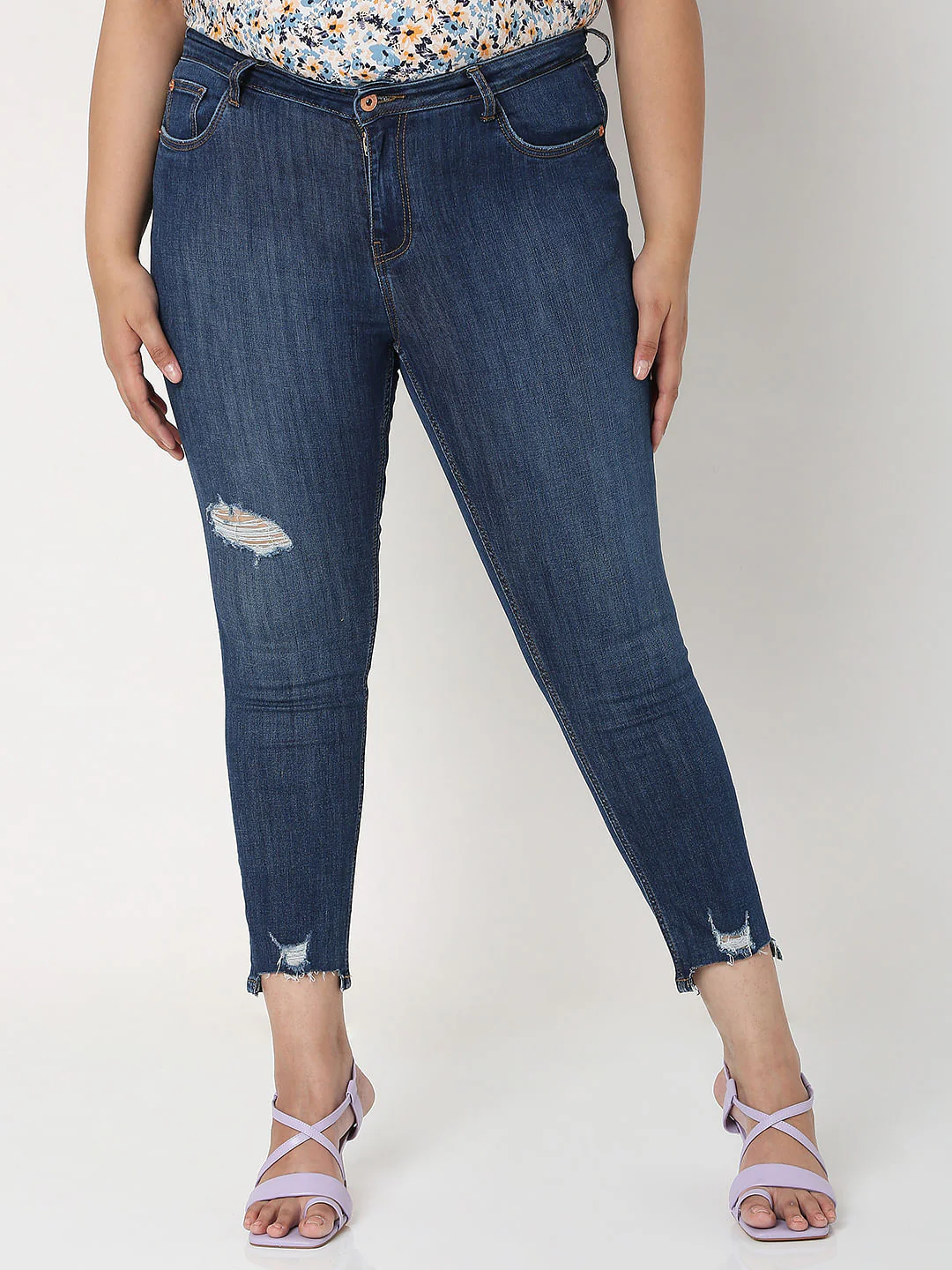 Curve Blue High Waist Wendy Skinny Jeans - Image 2
