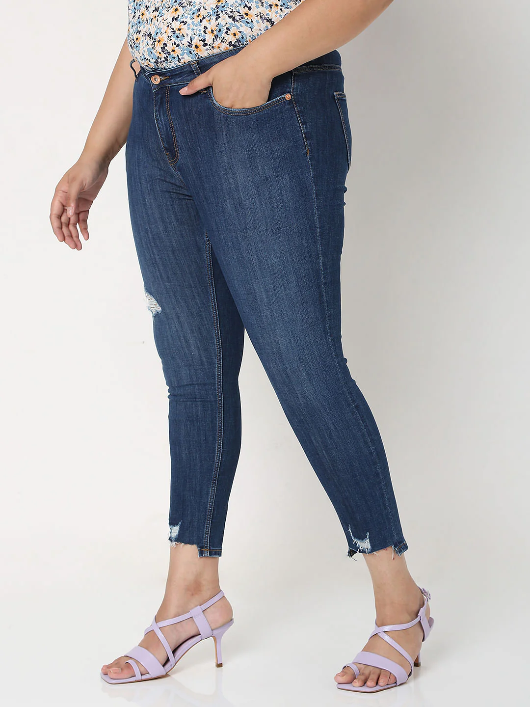 Curve Blue High Waist Wendy Skinny Jeans - Image 3