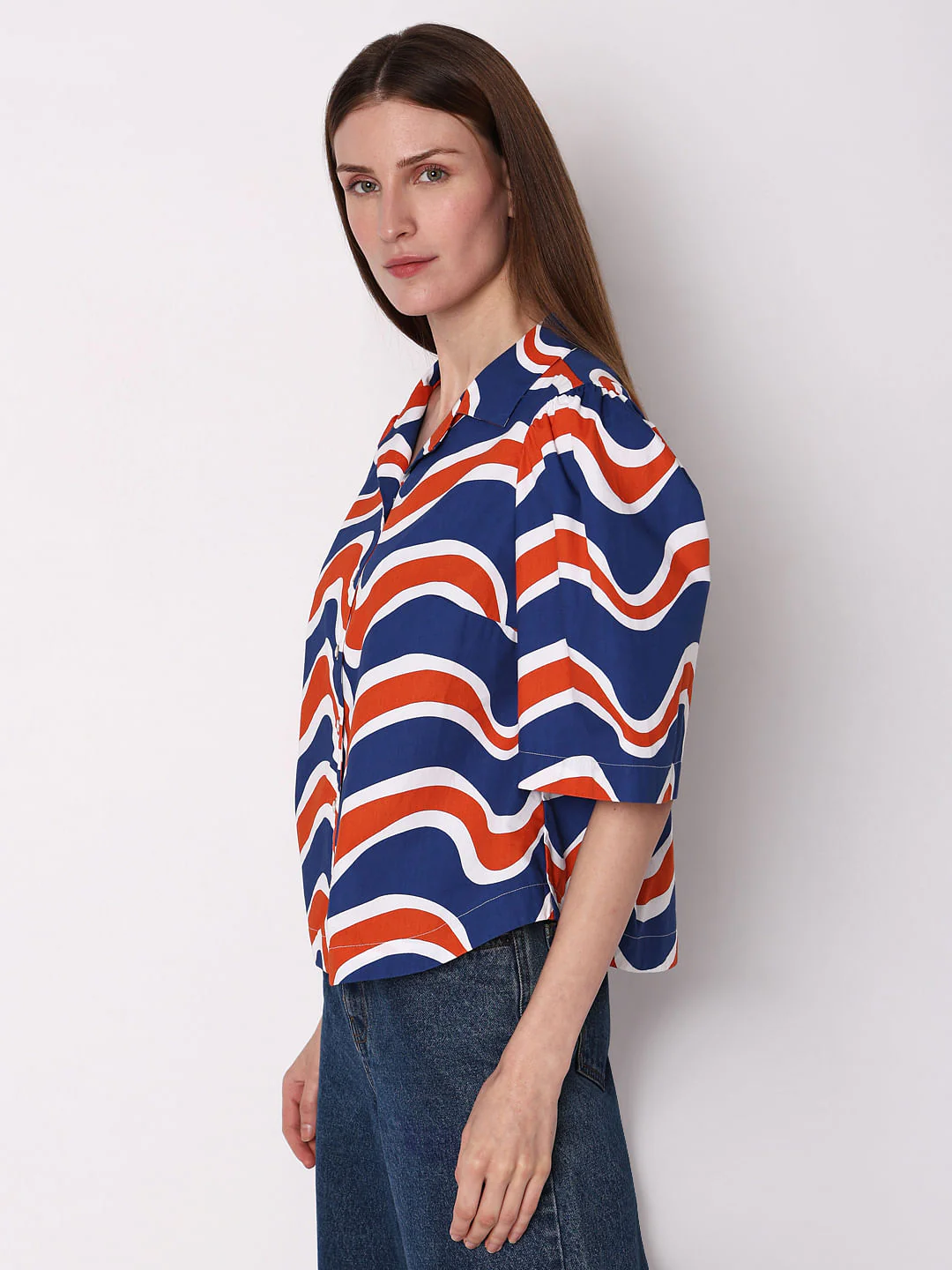 Blue & Orange Printed Shirt - Image 3