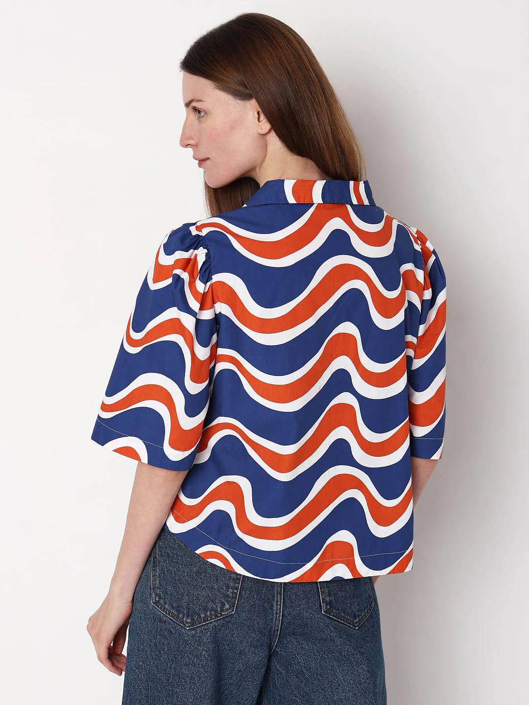 Blue & Orange Printed Shirt - Image 4