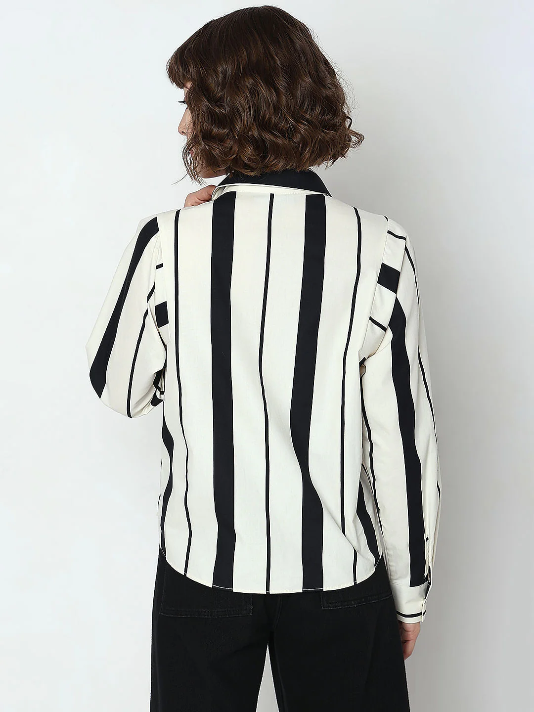 White & Black Striped Formal Shirt - Image 4