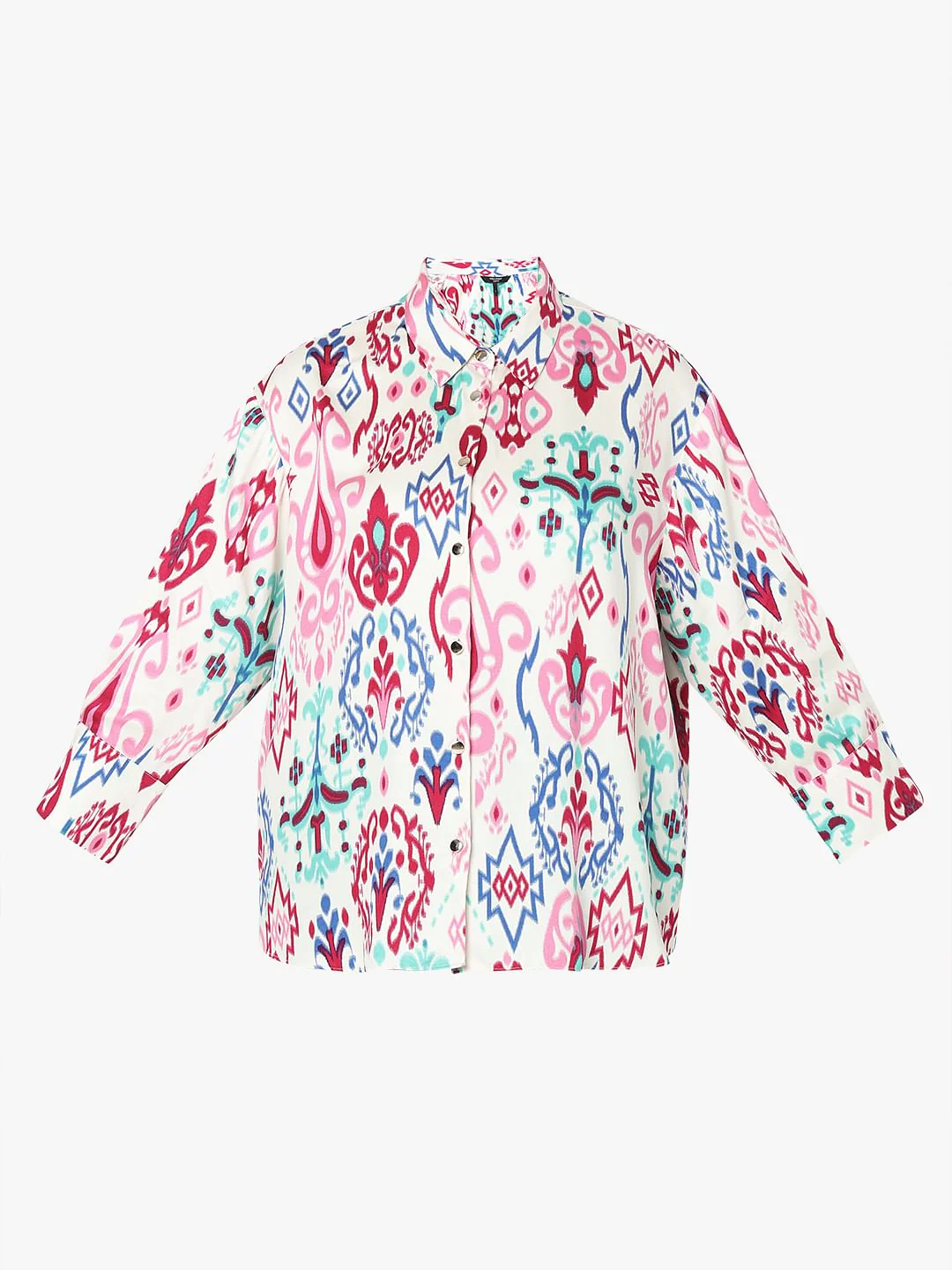 Curve Off-White Ikat Print Shirt - Image 7