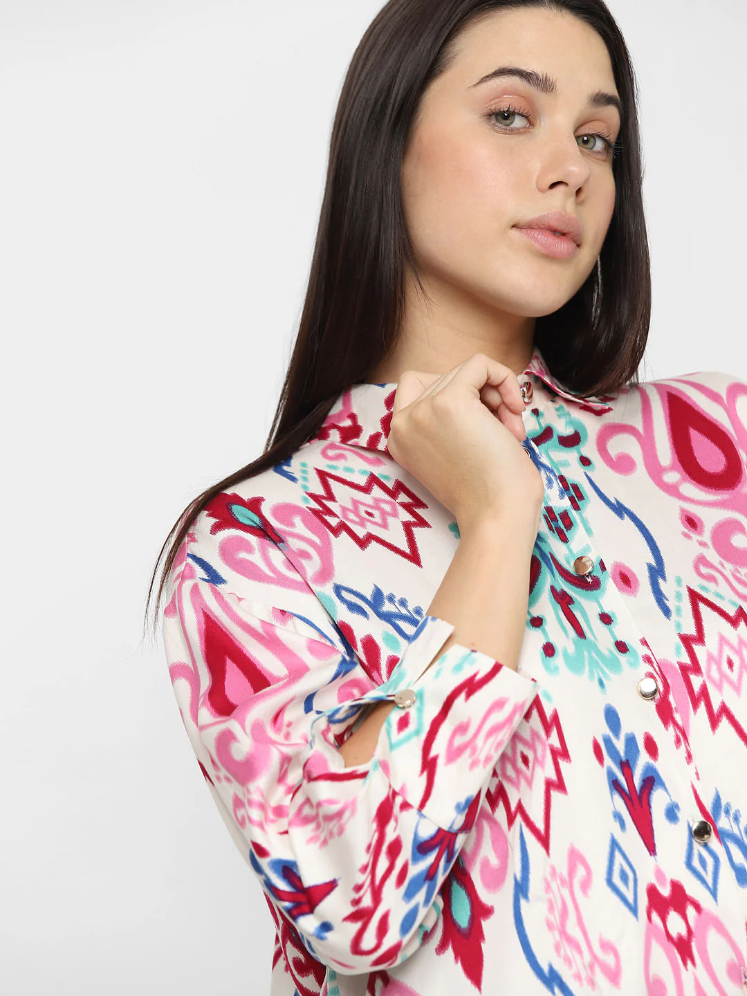 Pink Ikat Print Shirt - Image 6