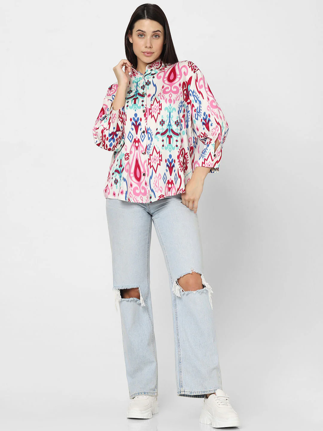 Pink Ikat Print Shirt - Image 7