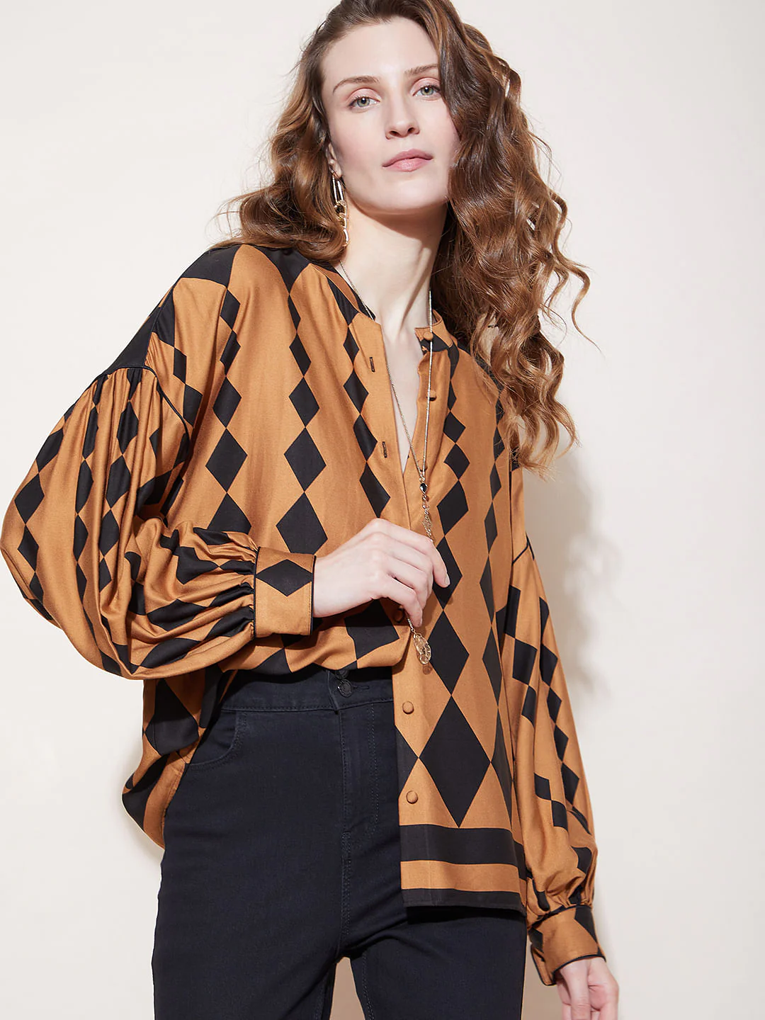 Yellow Abstract Print Shirt