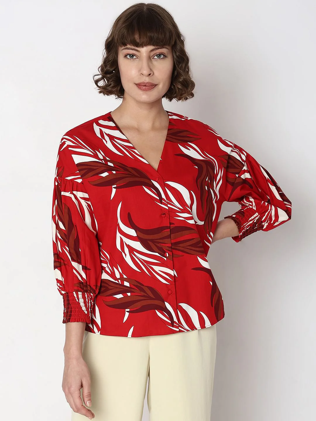 Red Leaf Printed Top - Image 2