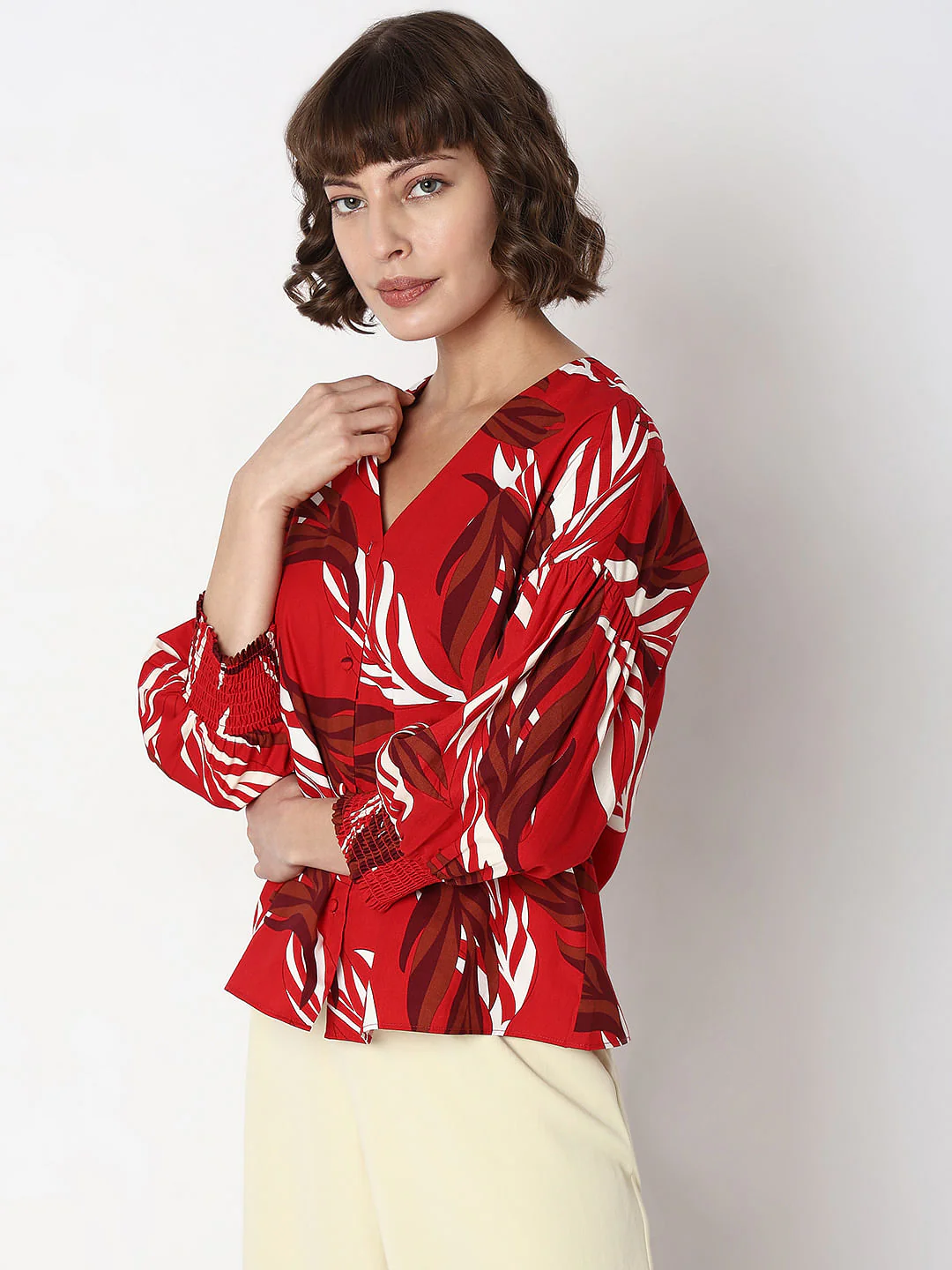 Red Leaf Printed Top - Image 3