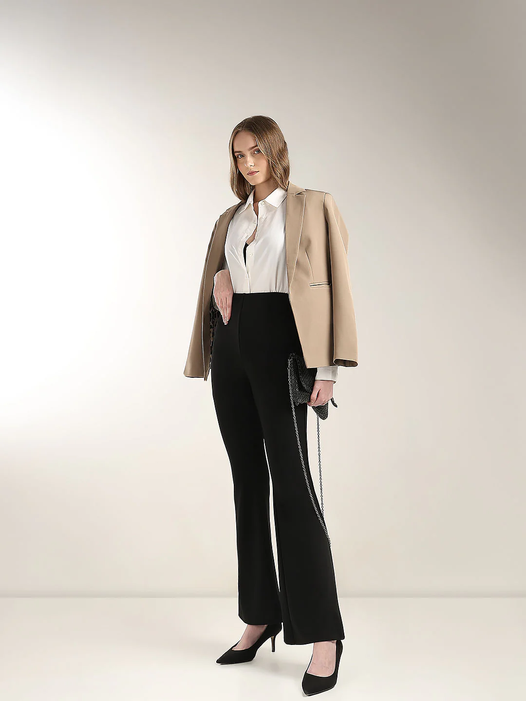 Black High Rise Flared Pants