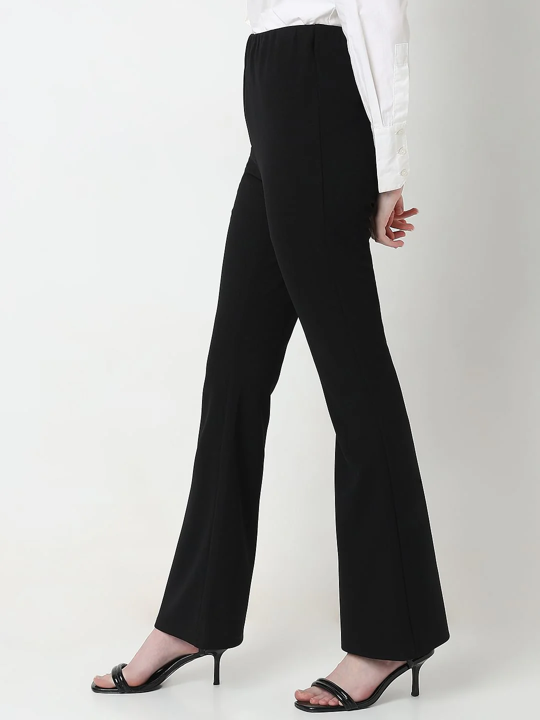 Black High Rise Flared Pants - Image 3
