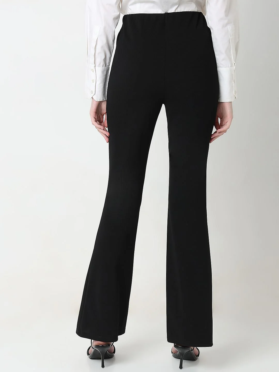 Black High Rise Flared Pants - Image 4