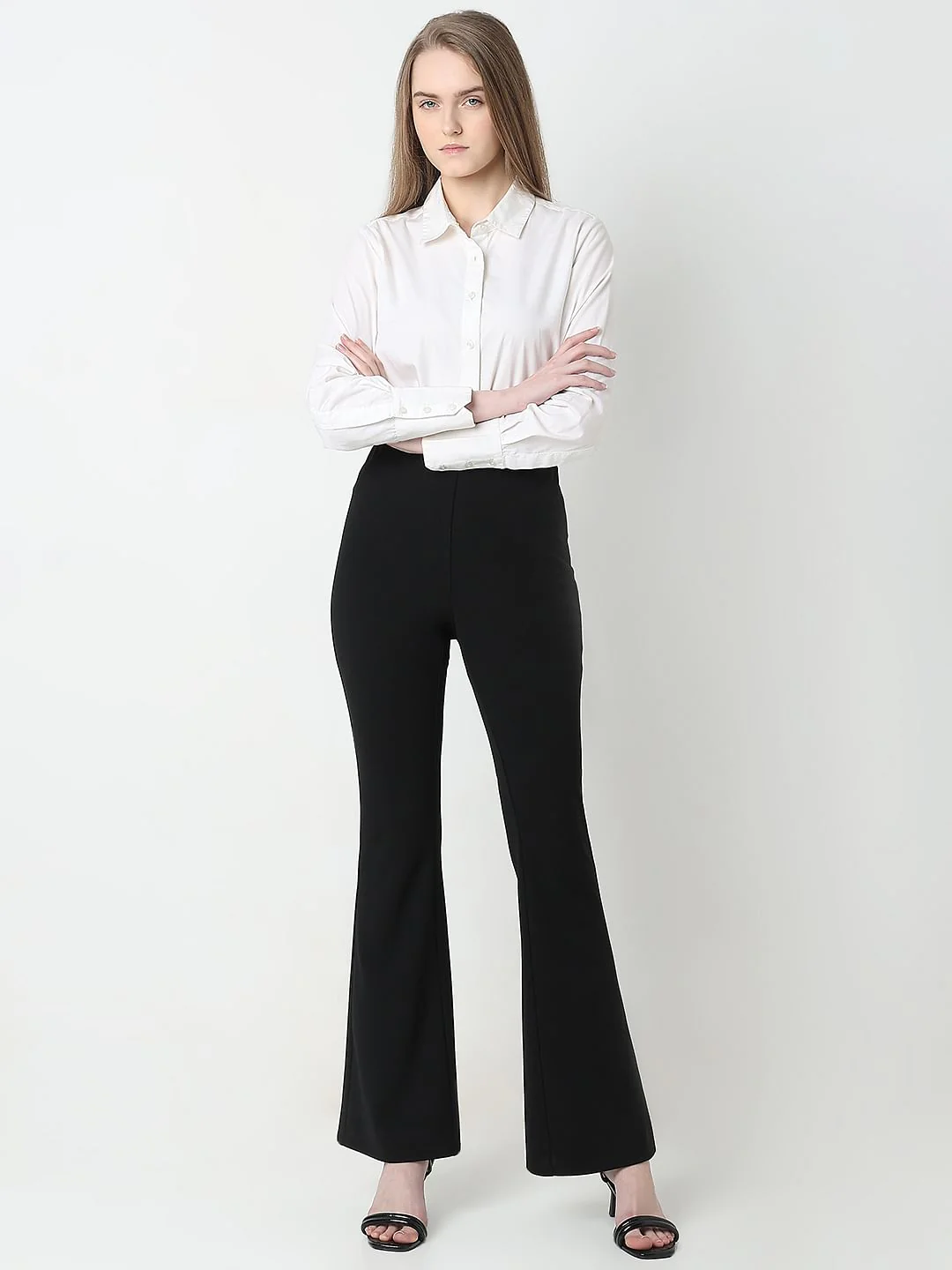 Black High Rise Flared Pants - Image 5