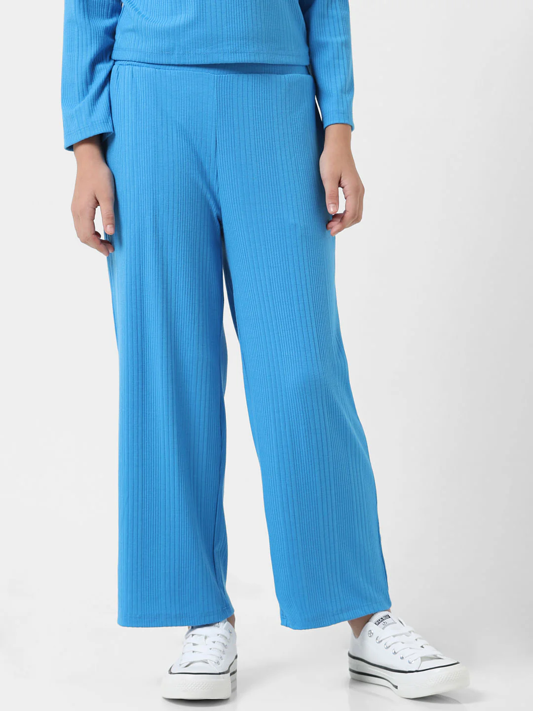 Girl Blue Mid Rise Ribbed Pants - Image 2