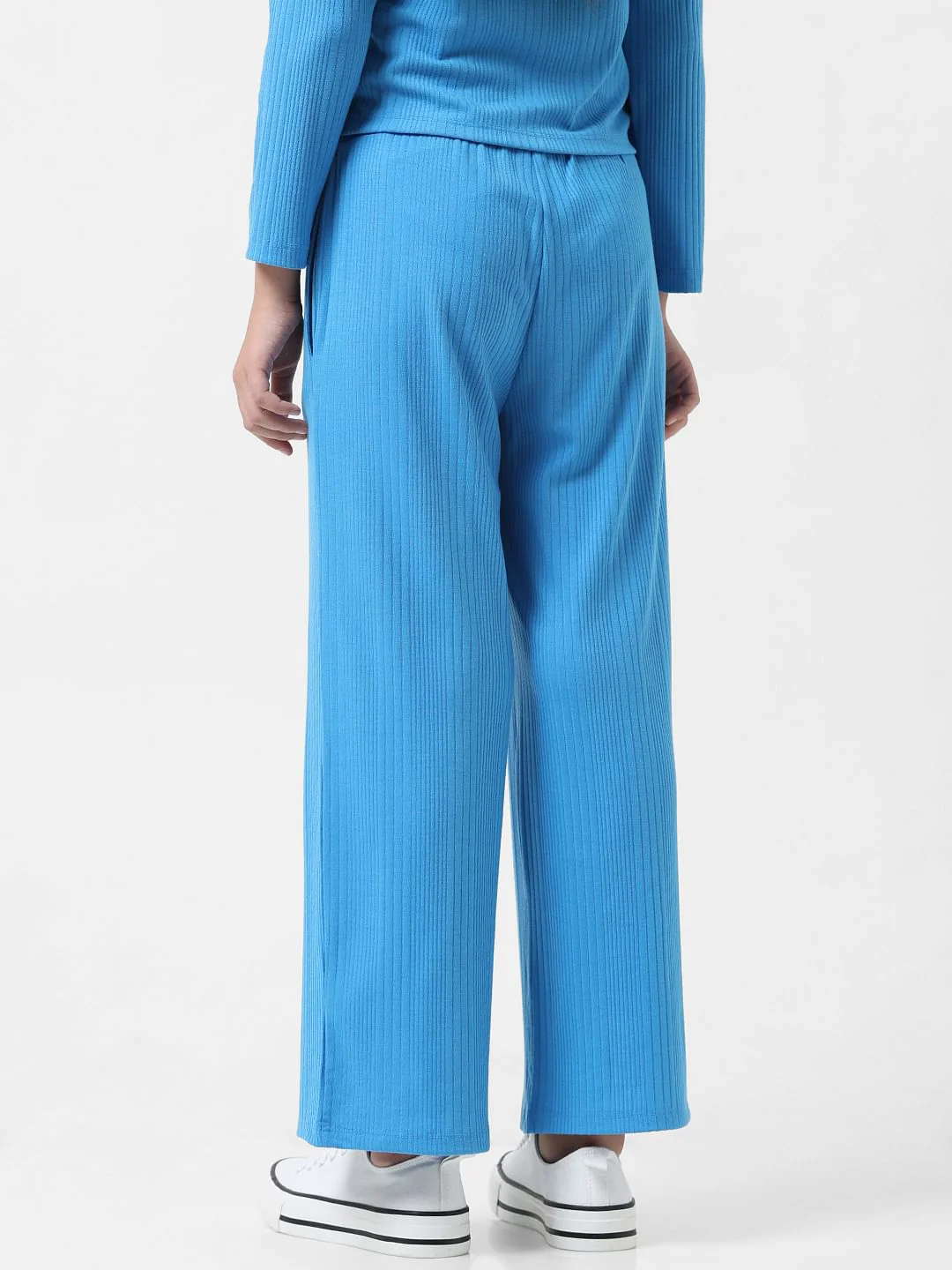 Girl Blue Mid Rise Ribbed Pants - Image 3