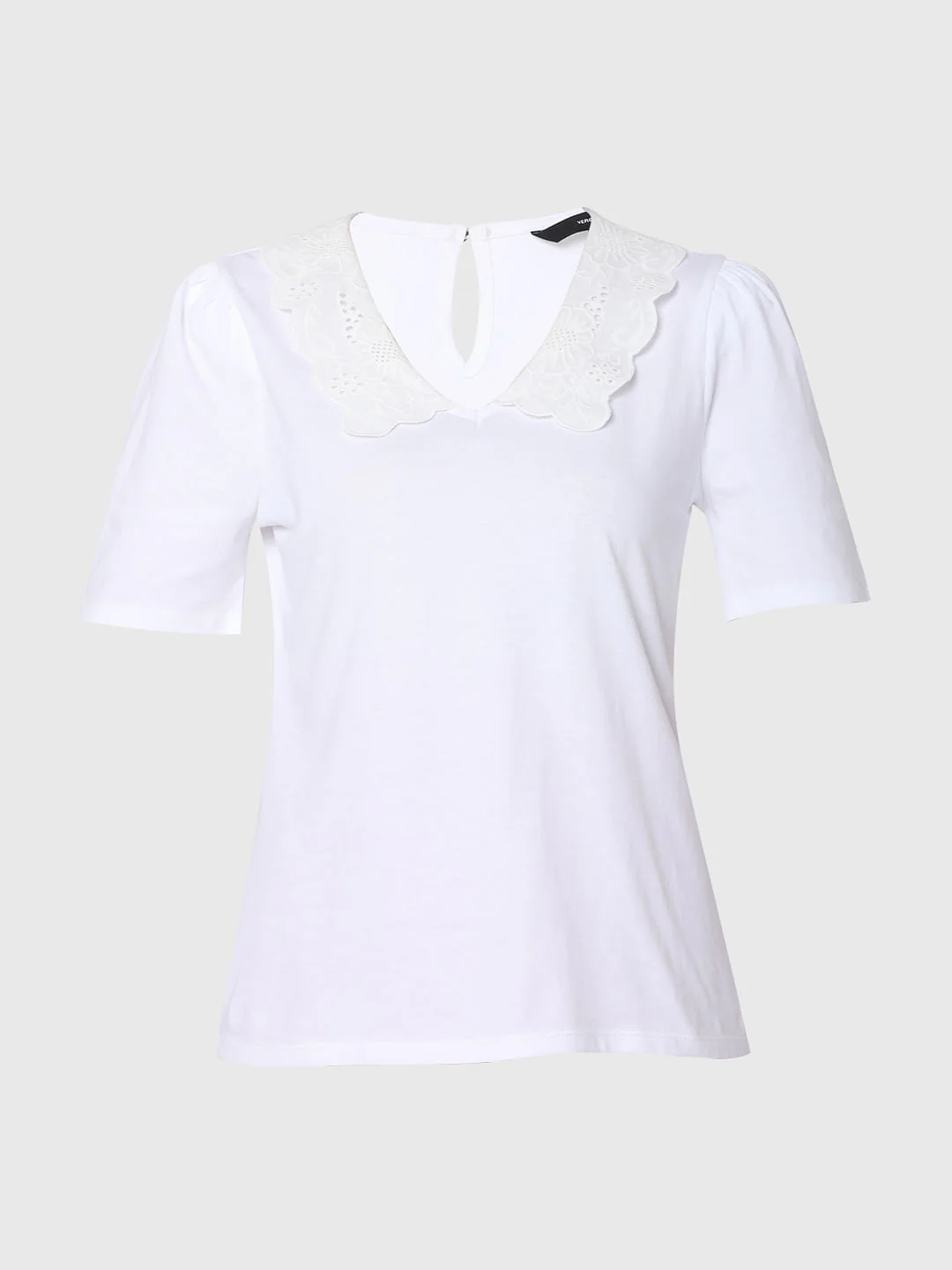 White Lace Detail Collar Top - Image 7