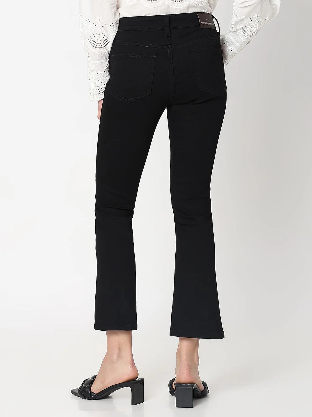 Black Mid Rise Cropped Petra Bootcut Jeans - Image 4