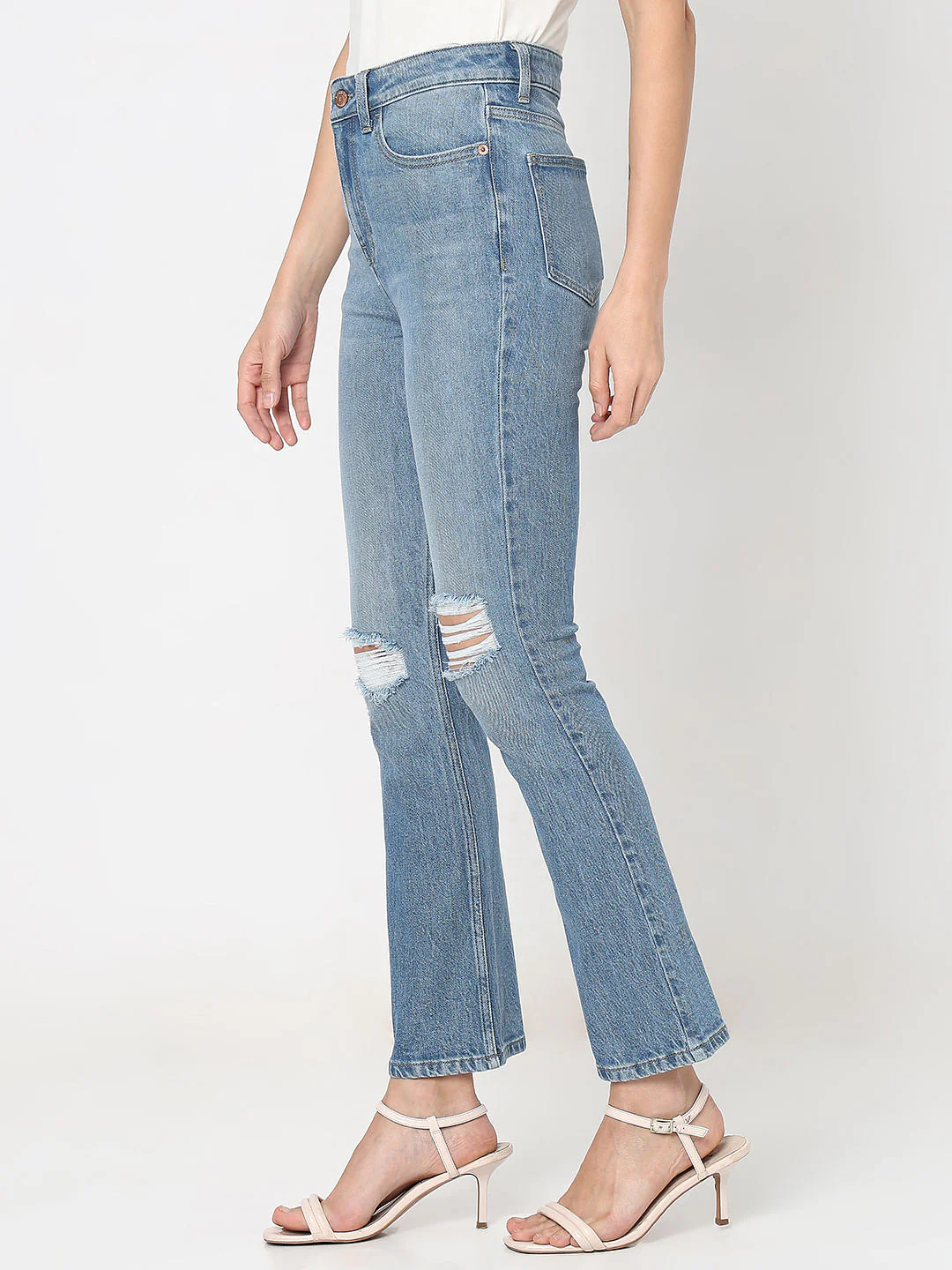Light Blue Distressed Petra Bootcut Jeans - Image 3