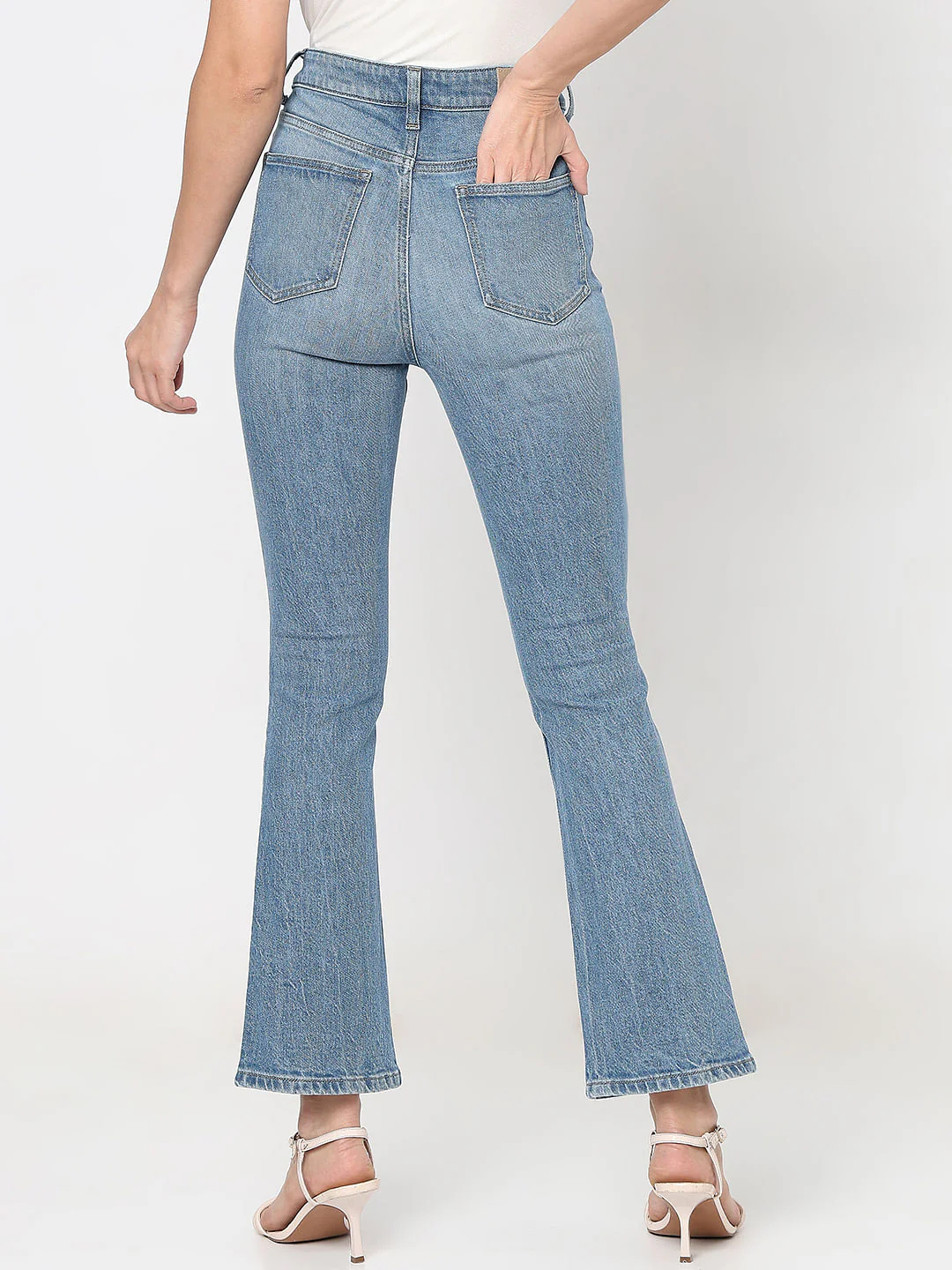 Light Blue Distressed Petra Bootcut Jeans - Image 4