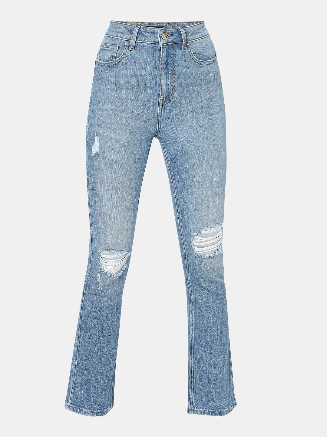 Light Blue Distressed Petra Bootcut Jeans - Image 7