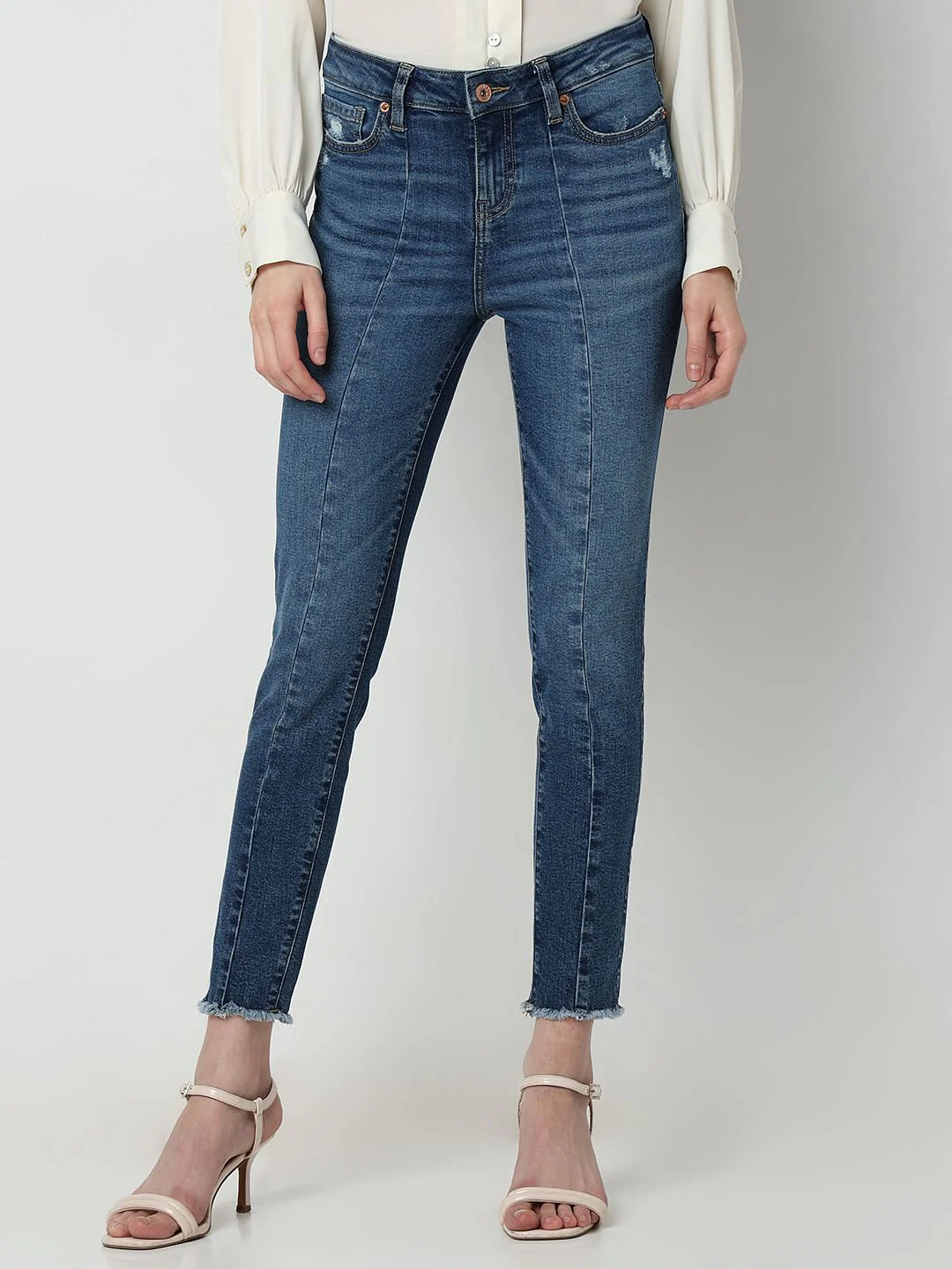 Blue Mid Rise Wendy Skinny Fit Jeans - Image 2