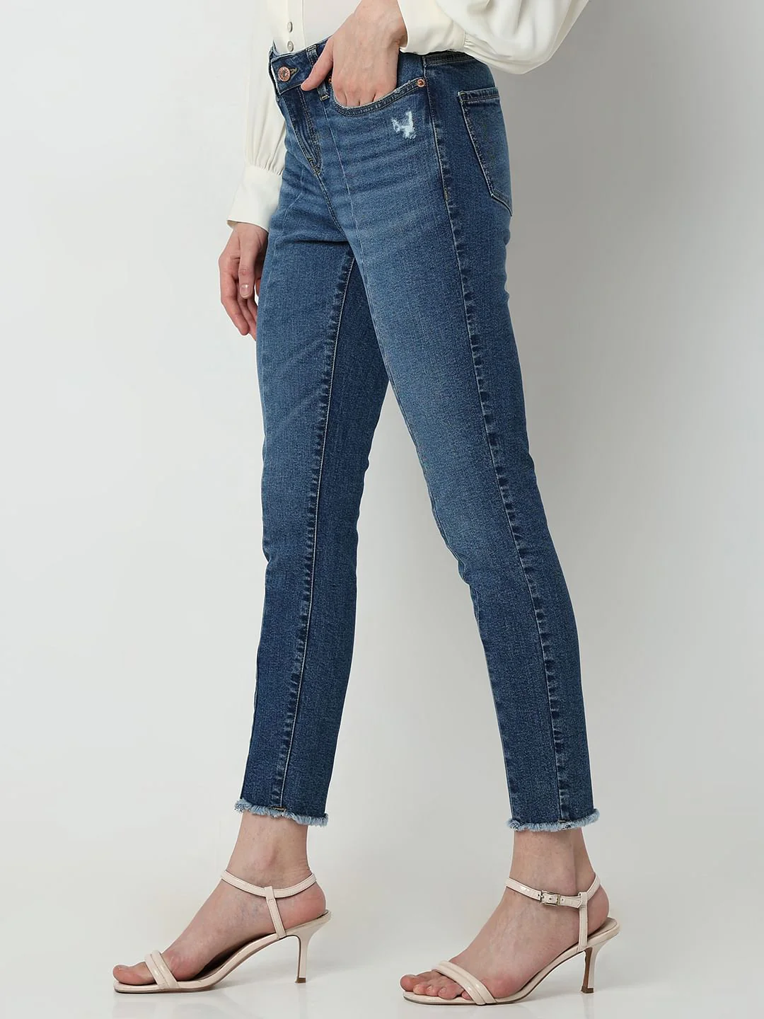 Blue Mid Rise Wendy Skinny Fit Jeans - Image 3