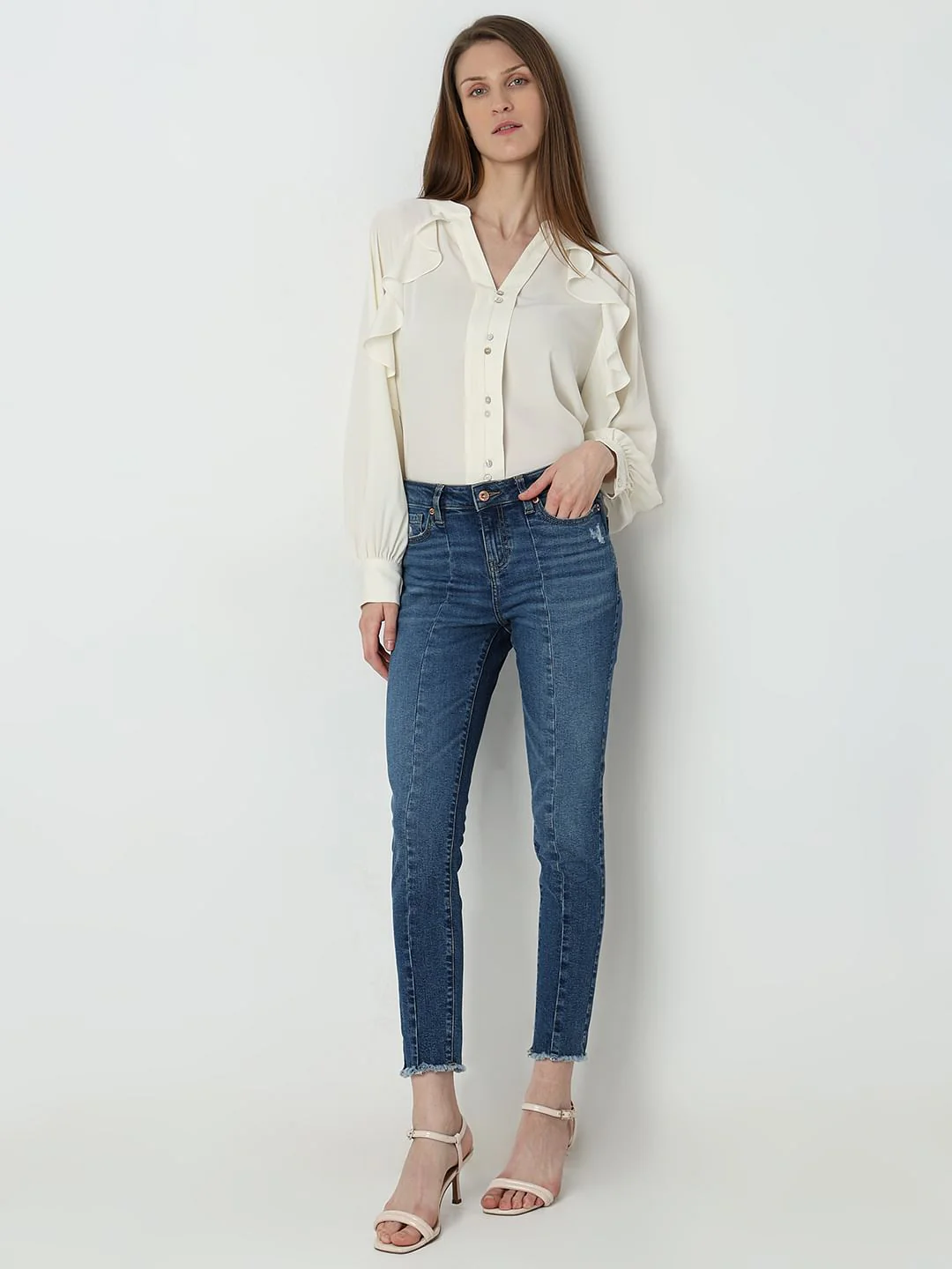 Blue Mid Rise Wendy Skinny Fit Jeans - Image 5