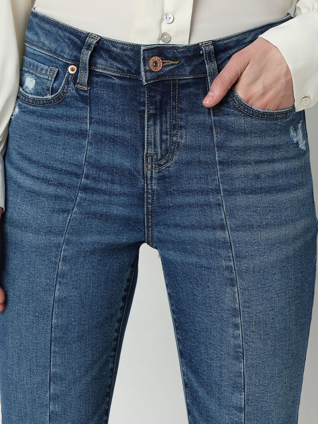 Blue Mid Rise Wendy Skinny Fit Jeans - Image 6
