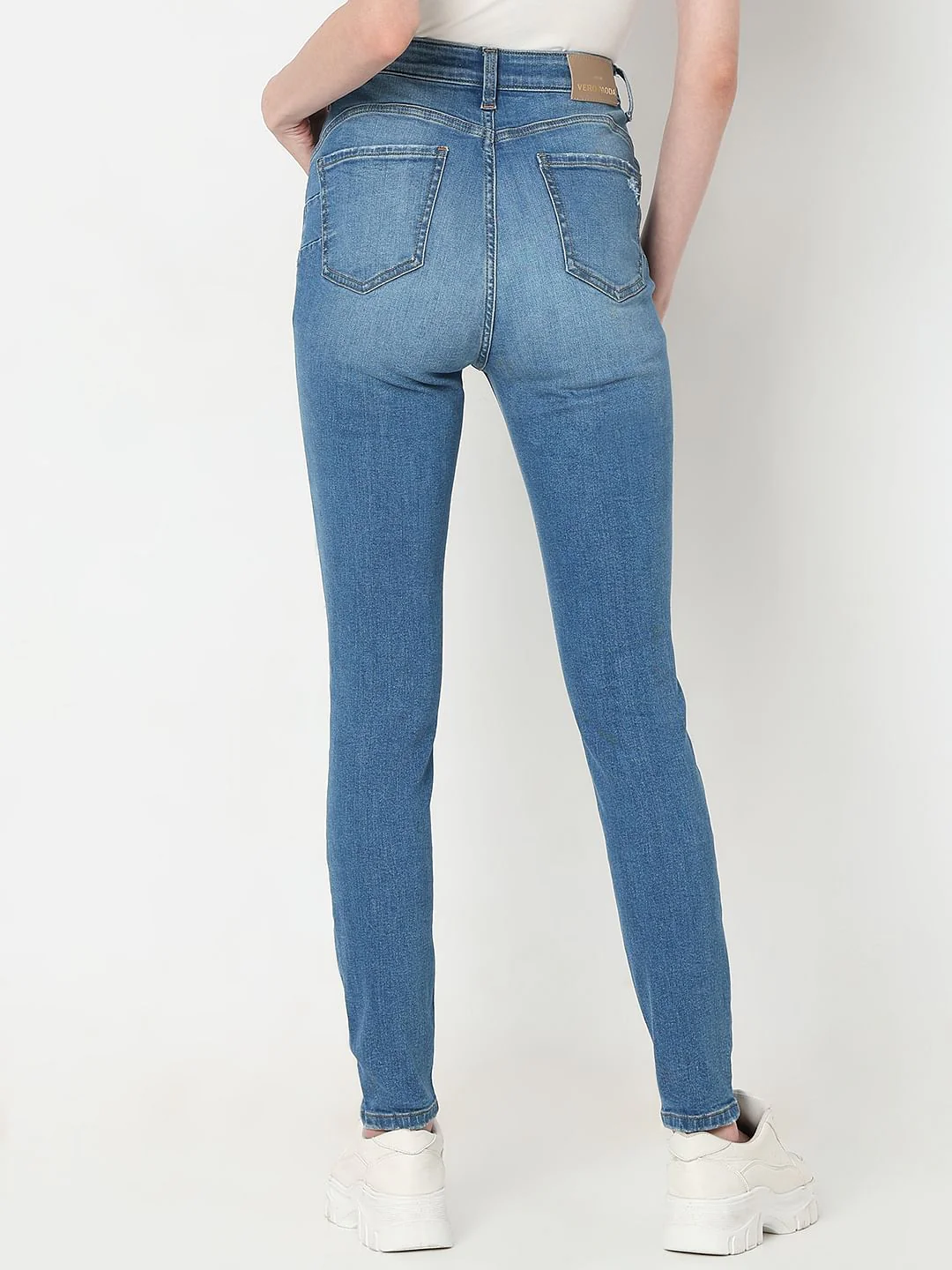 Light Blue High Rise Distressed Wendy Skinny Jeans - Image 4