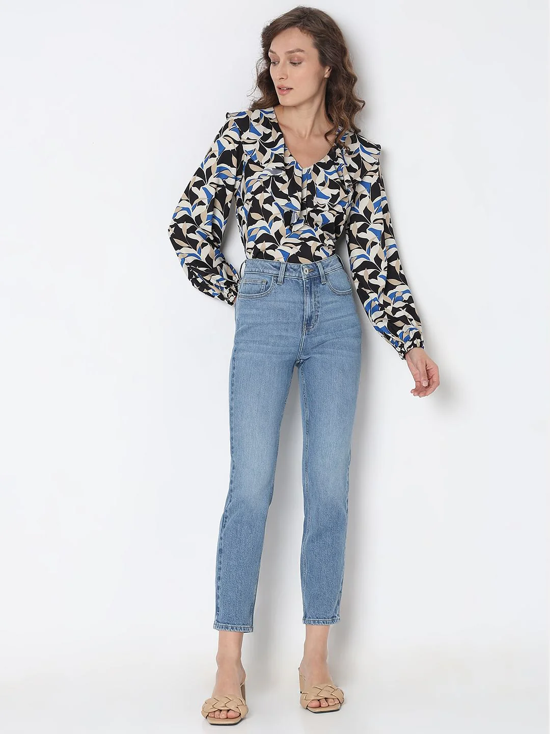 Light Blue High Rise Jade Straight Fit Jeans - Image 5