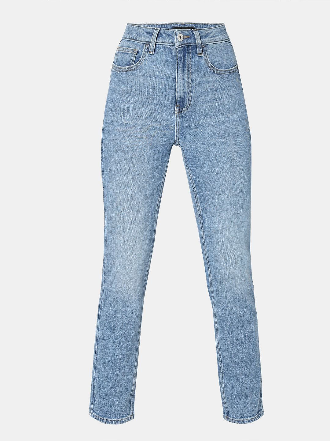 Light Blue High Rise Jade Straight Fit Jeans - Image 7