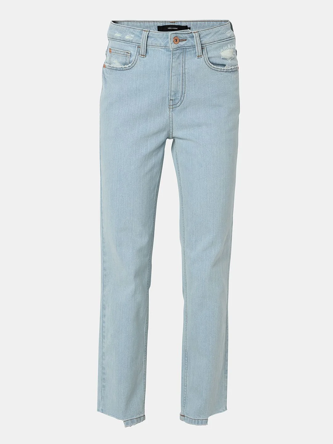 Light Blue High Rise Distressed Jade Straight Jeans - Image 7