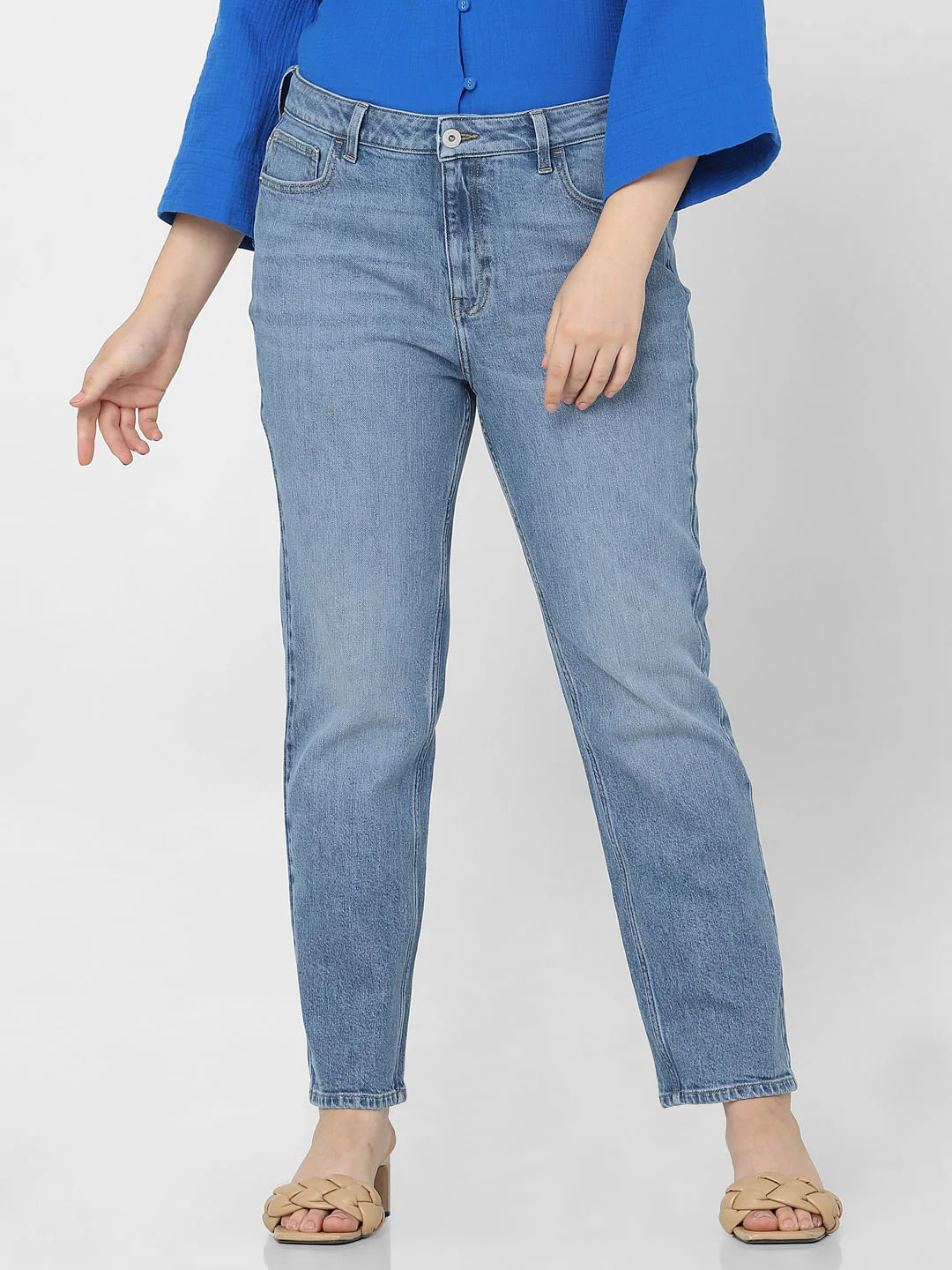 Curve Blue High Rise Jade Straight Fit Jeans - Image 2