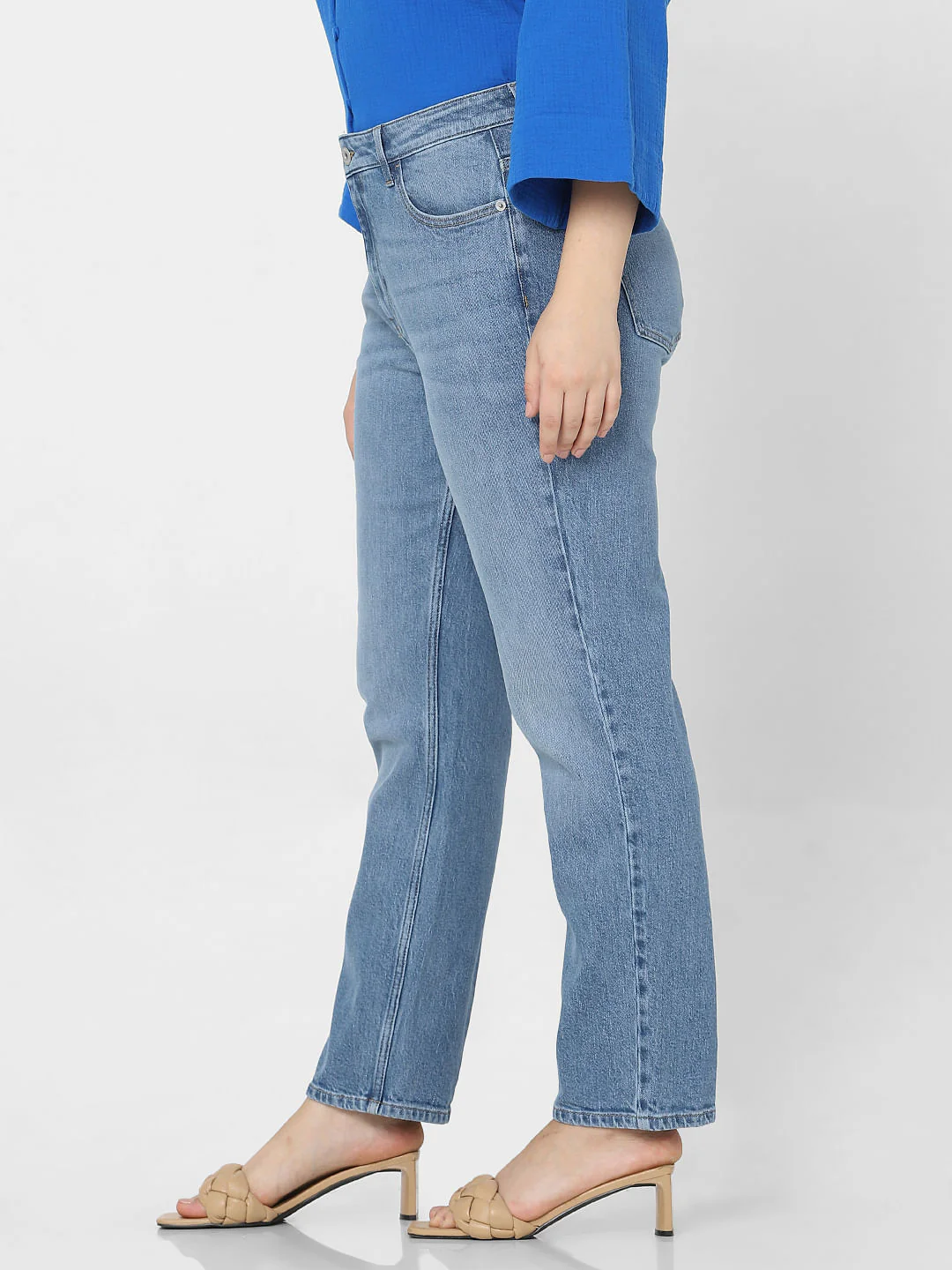 Curve Blue High Rise Jade Straight Fit Jeans - Image 3