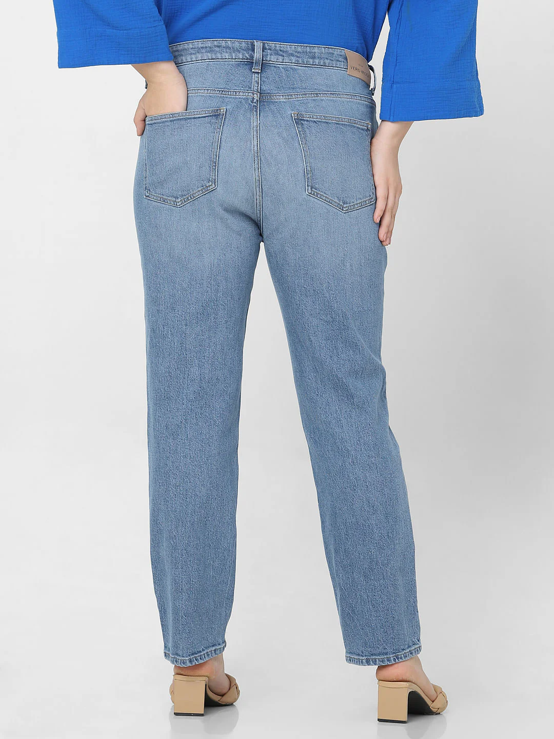 Curve Blue High Rise Jade Straight Fit Jeans - Image 4