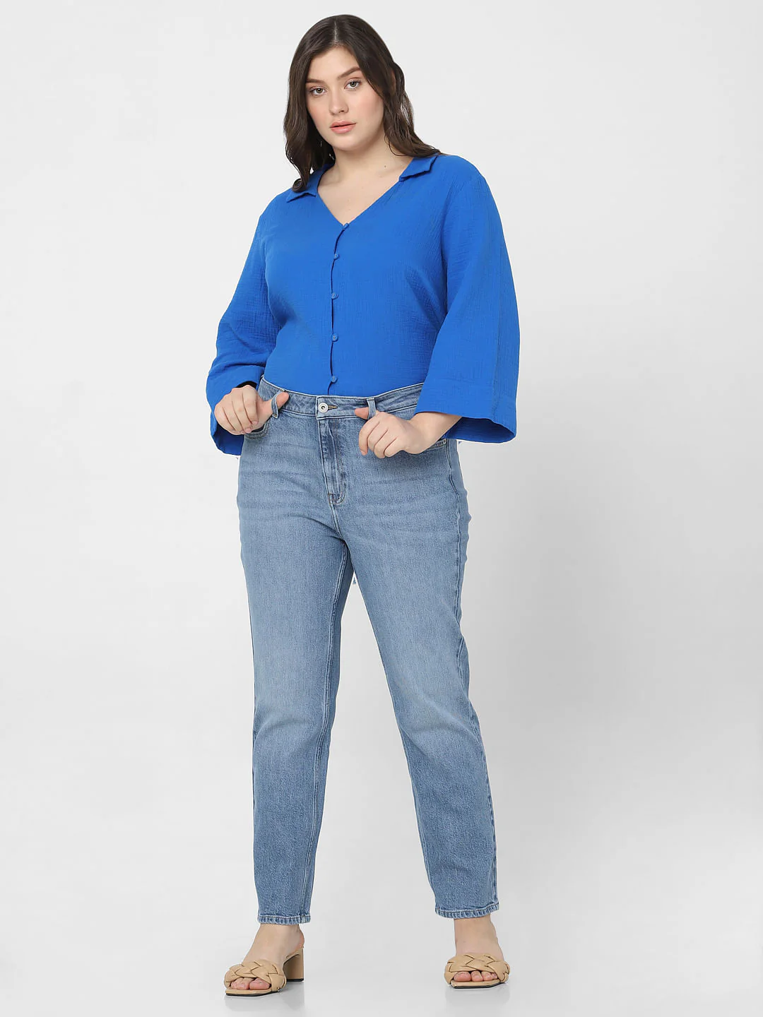 Curve Blue High Rise Jade Straight Fit Jeans - Image 5