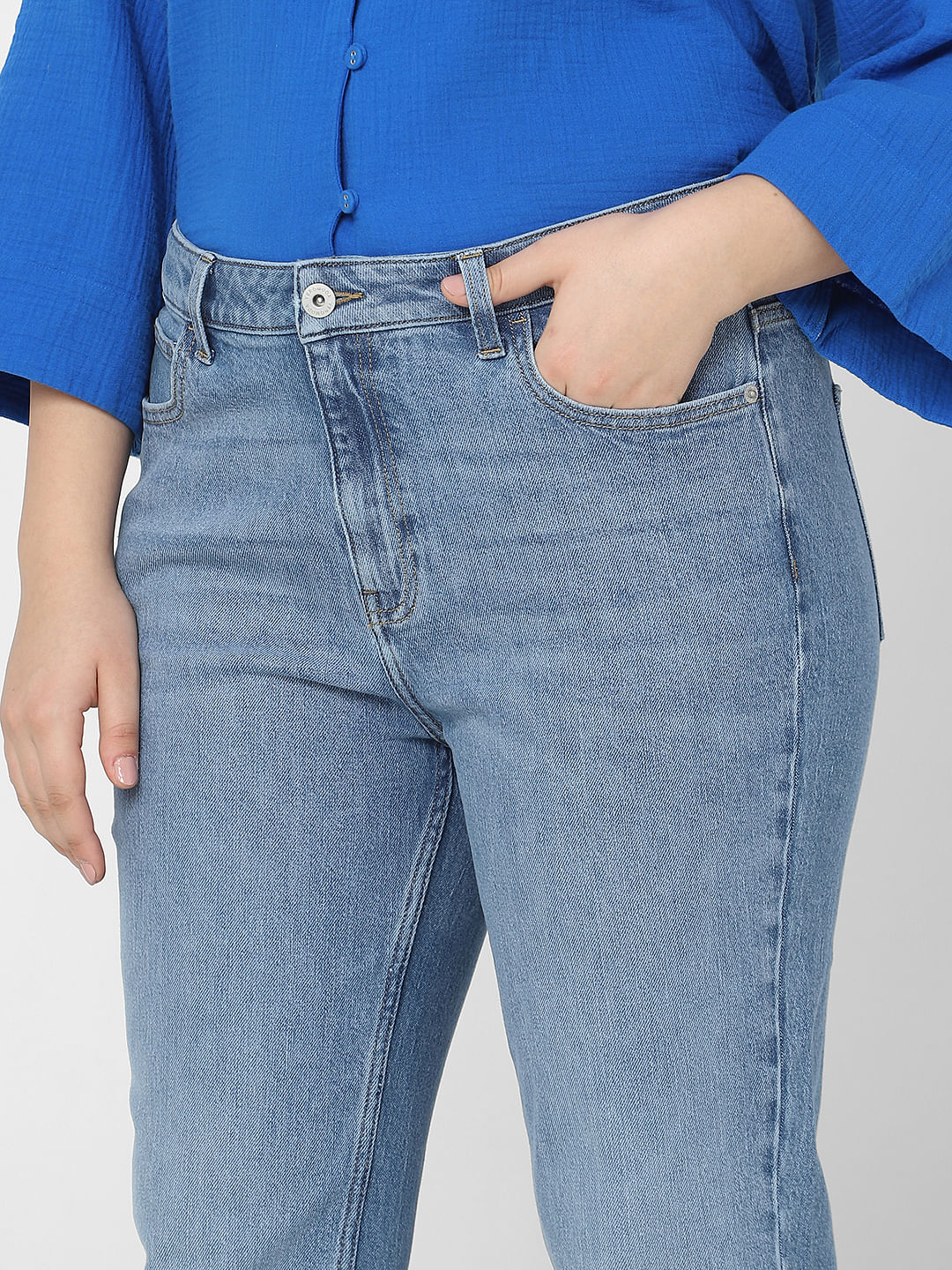 Curve Blue High Rise Jade Straight Fit Jeans - Image 6