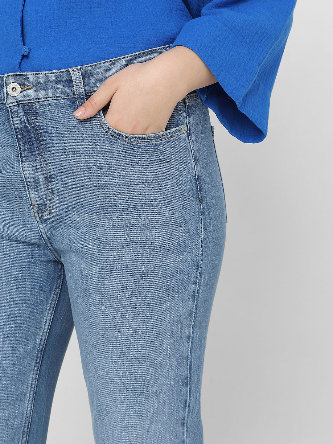 Curve Blue High Rise Jade Straight Fit Jeans - Image 8