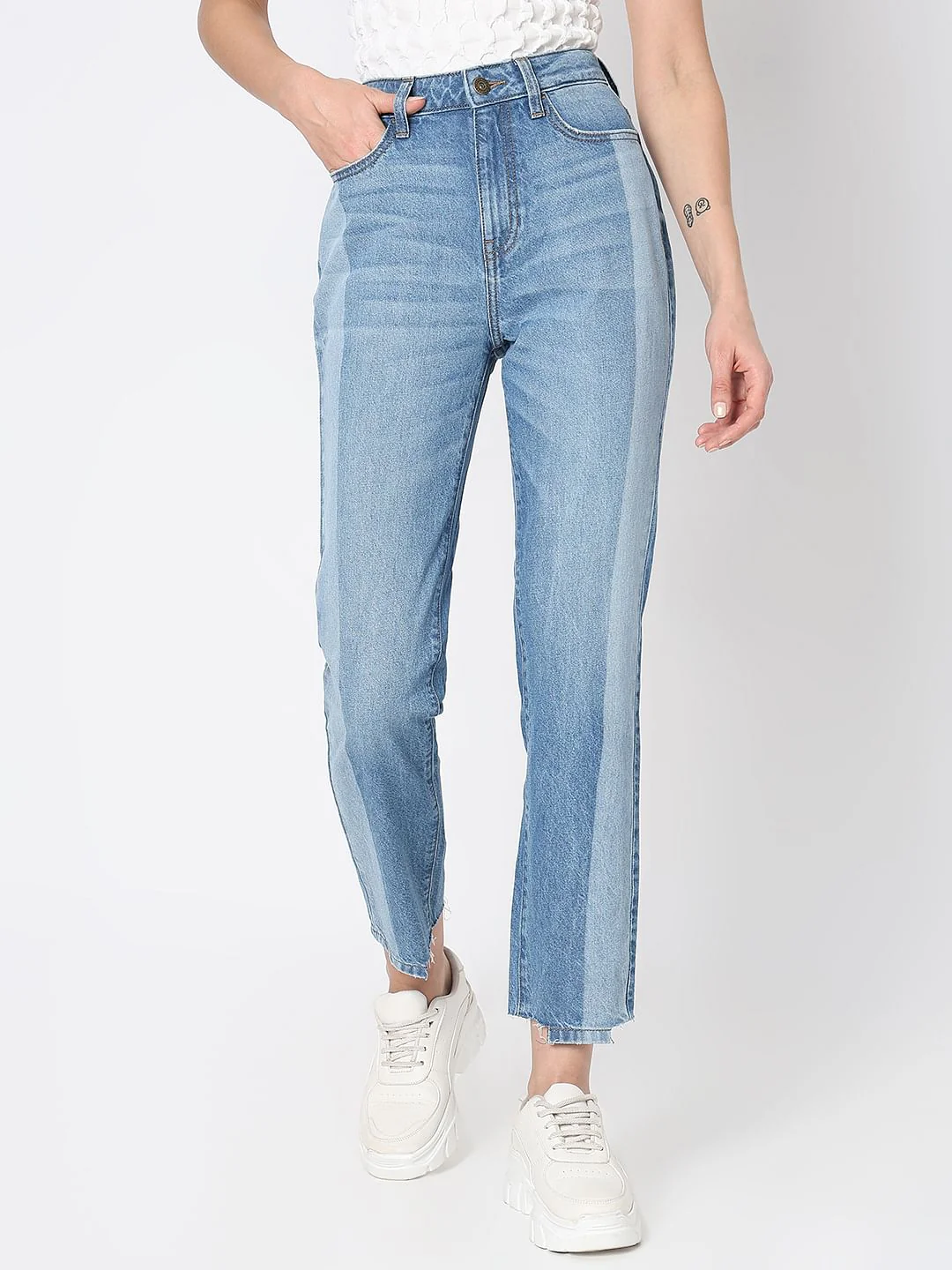 Light Blue Two-Toned Jade Straight Jeans - Image 2