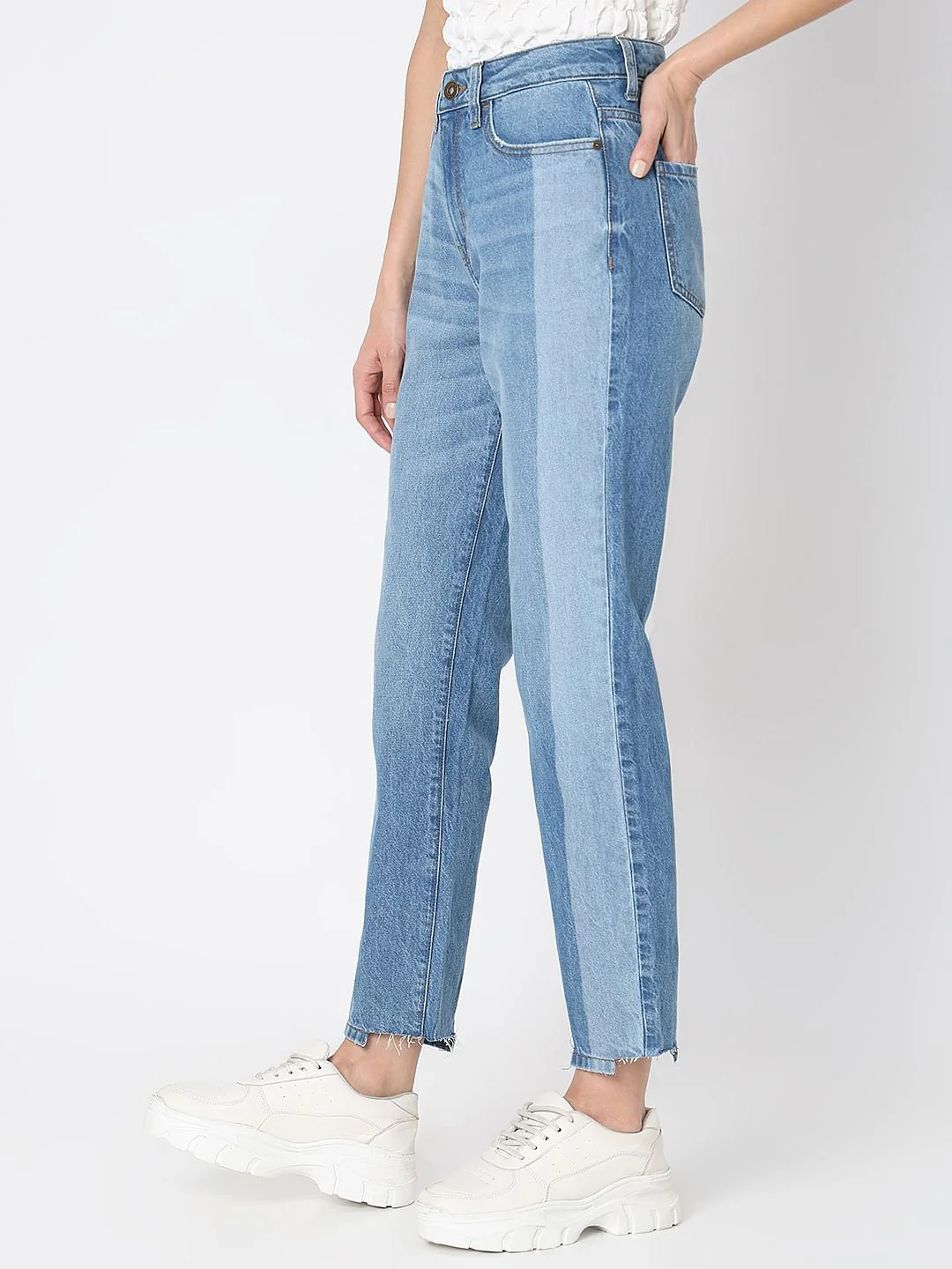 Light Blue Two-Toned Jade Straight Jeans - Image 3