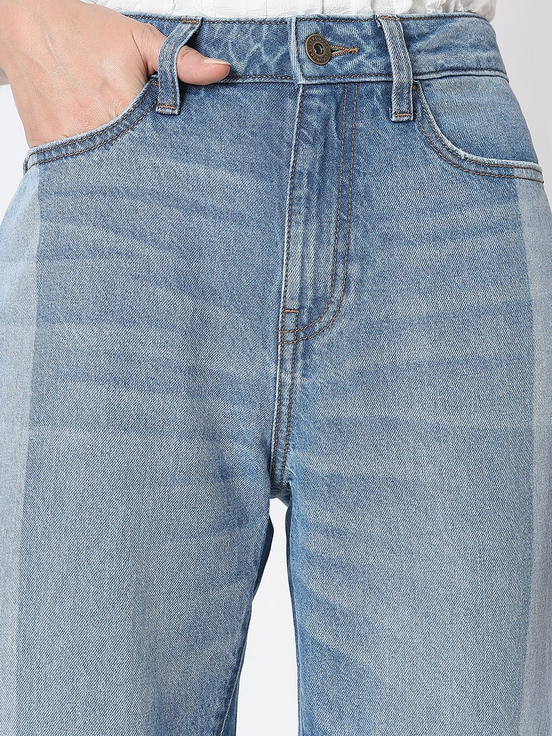 Light Blue Two-Toned Jade Straight Jeans - Image 8