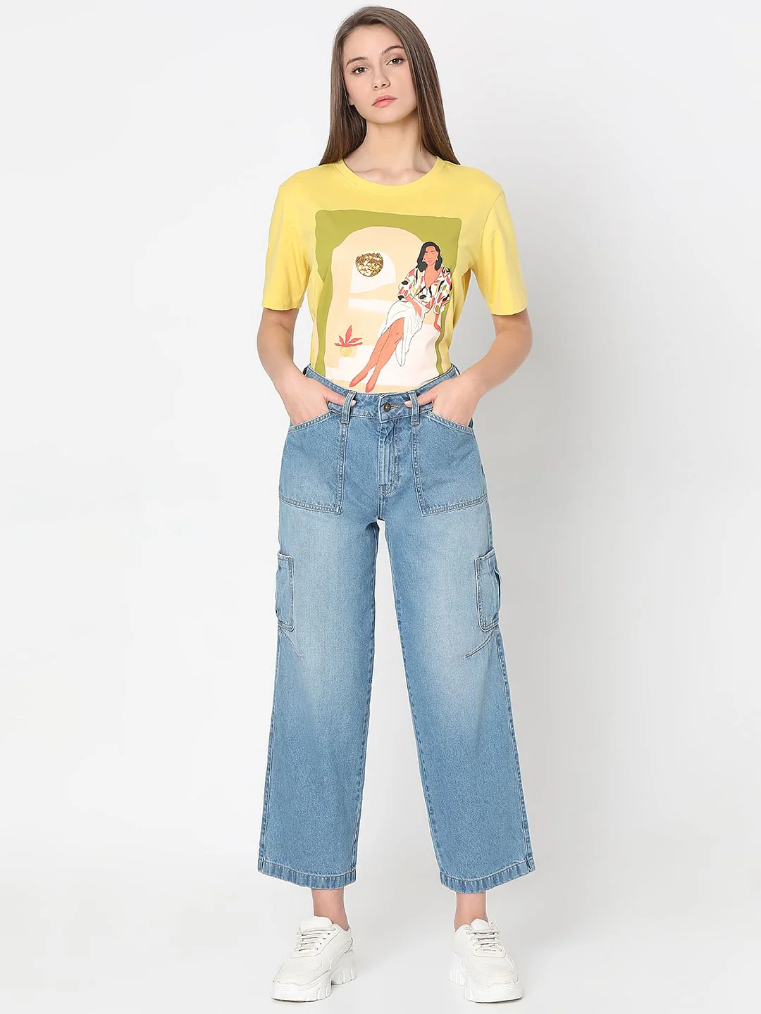 Blue Jade Straight Fit Cargo Jeans - Image 5