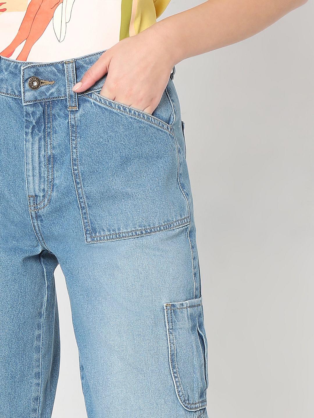 Blue Jade Straight Fit Cargo Jeans - Image 6