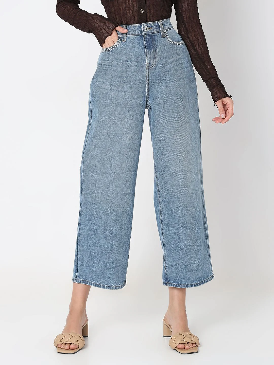 Light Blue High Rise Zoey Wide-Leg Jeans - Image 2