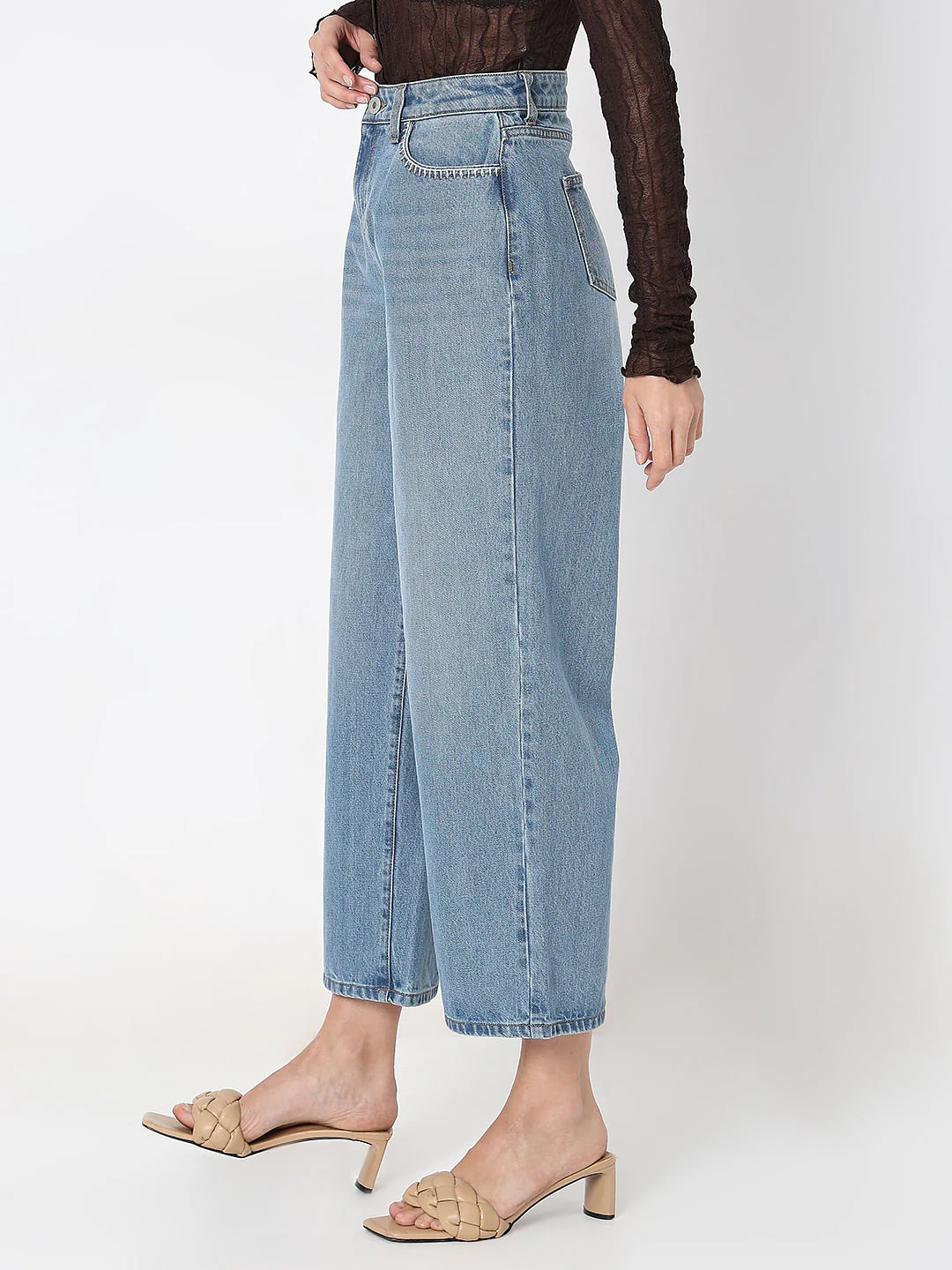 Light Blue High Rise Zoey Wide-Leg Jeans - Image 3