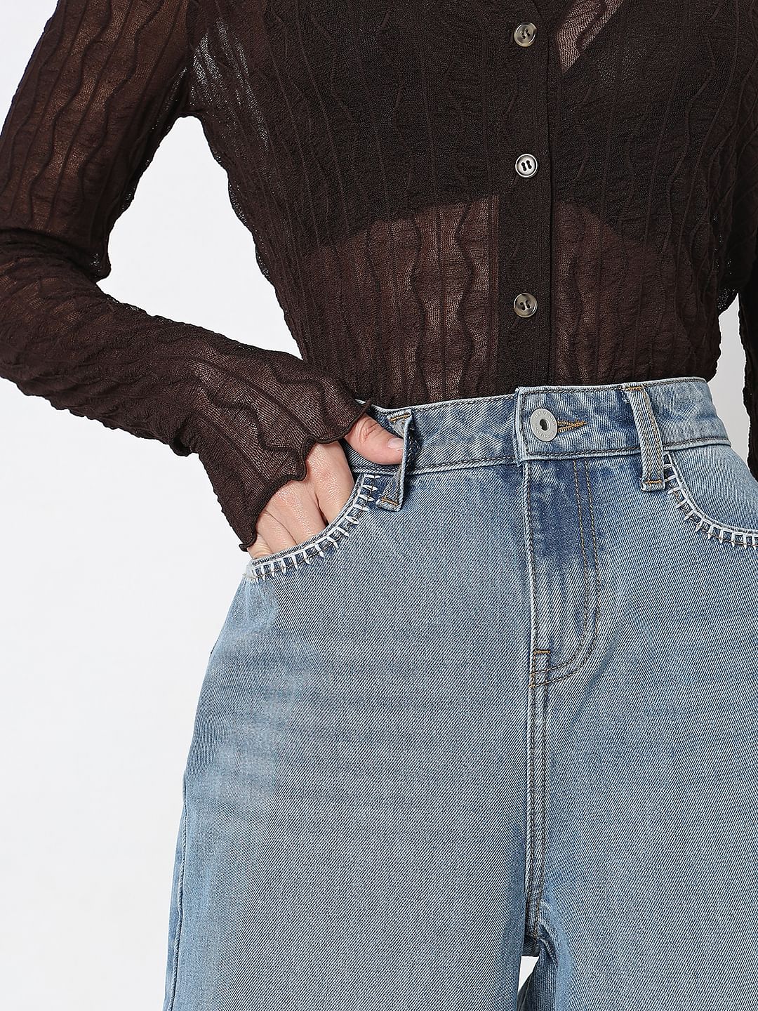 Light Blue High Rise Zoey Wide-Leg Jeans - Image 6